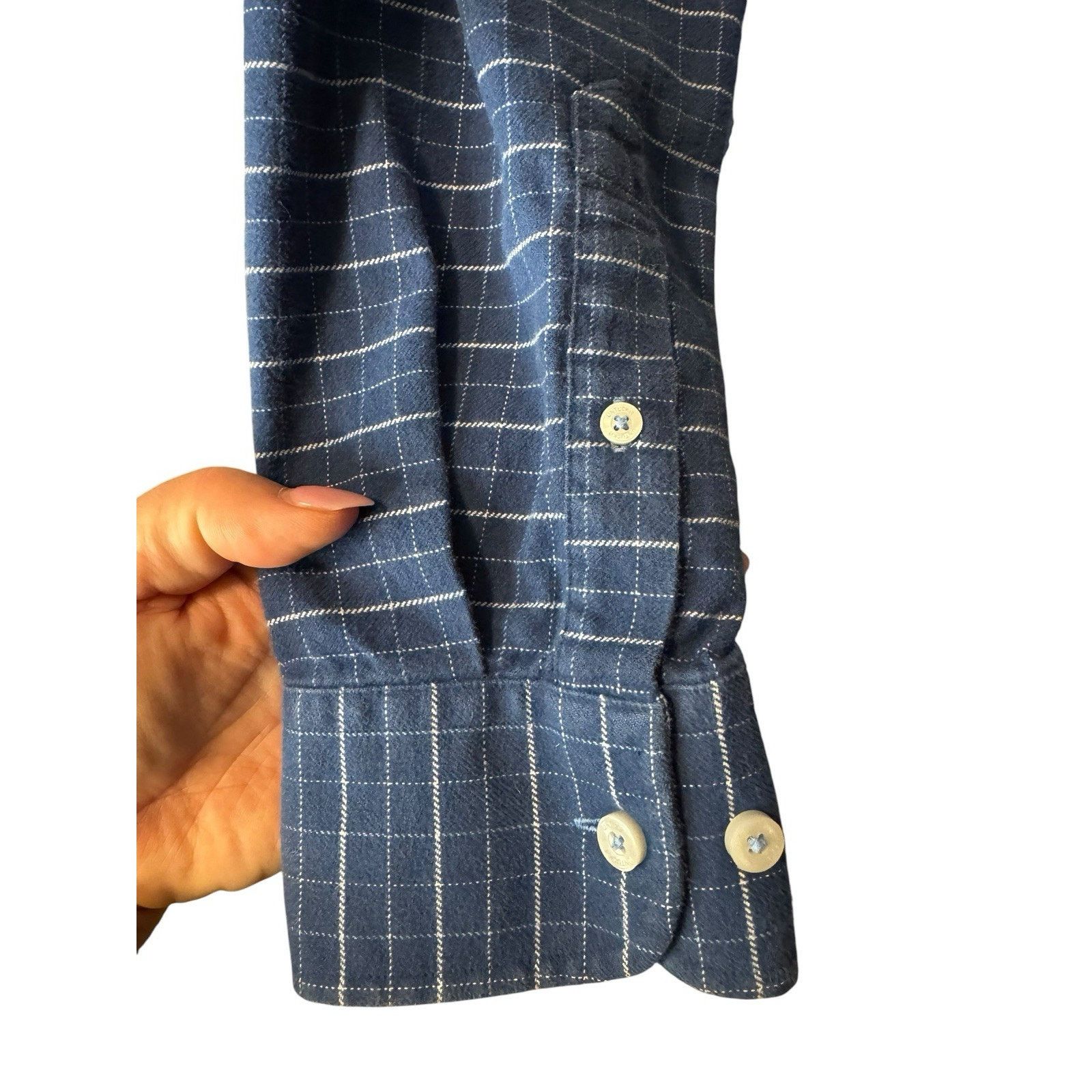 UNTUCKit Untuckit Flannel Shirt Men's Large TALL SLIM Navy Blue White Size US L / EU 52-54 / 3 - 4 Thumbnail