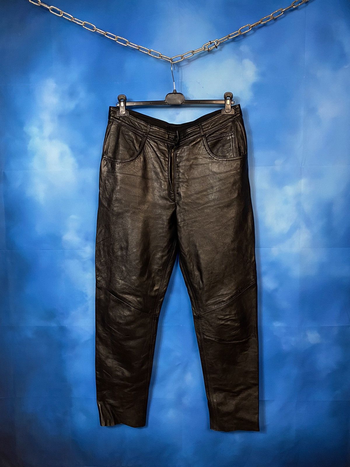 Japanese Brand × Leather × Vintage 🔥 VTG 80s LEATHER BIKER PANTS MCQUEEN STYLE Size US 33 - 1 Thumbnail