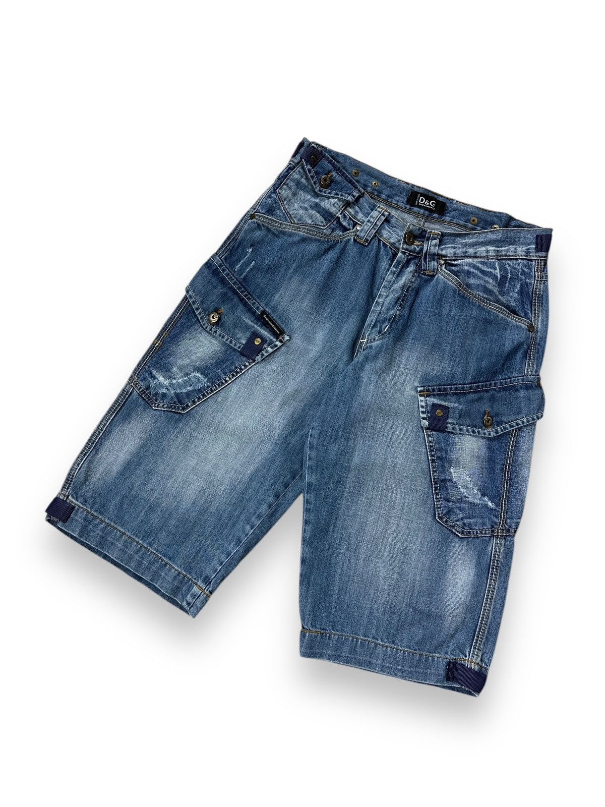 Dolce & Gabbana × Vintage Vintage Y2K Dolce & Gabbana Denim Cargo Shorts Size US 30 / EU 46 - 1 Thumbnail