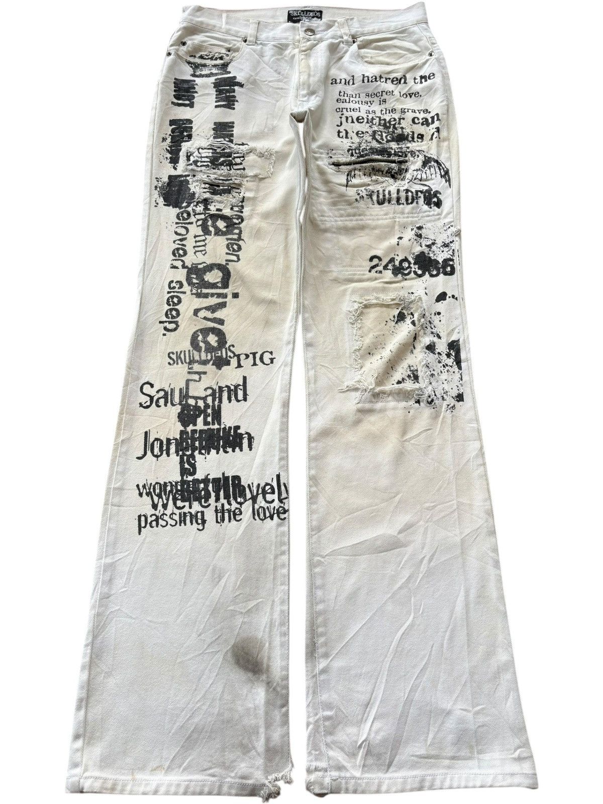If Six Was Nine Vintage Japanese Brand Metal Punk Distress Flare Jeans Size 30" / US 8 / IT 44 - 1 Thumbnail