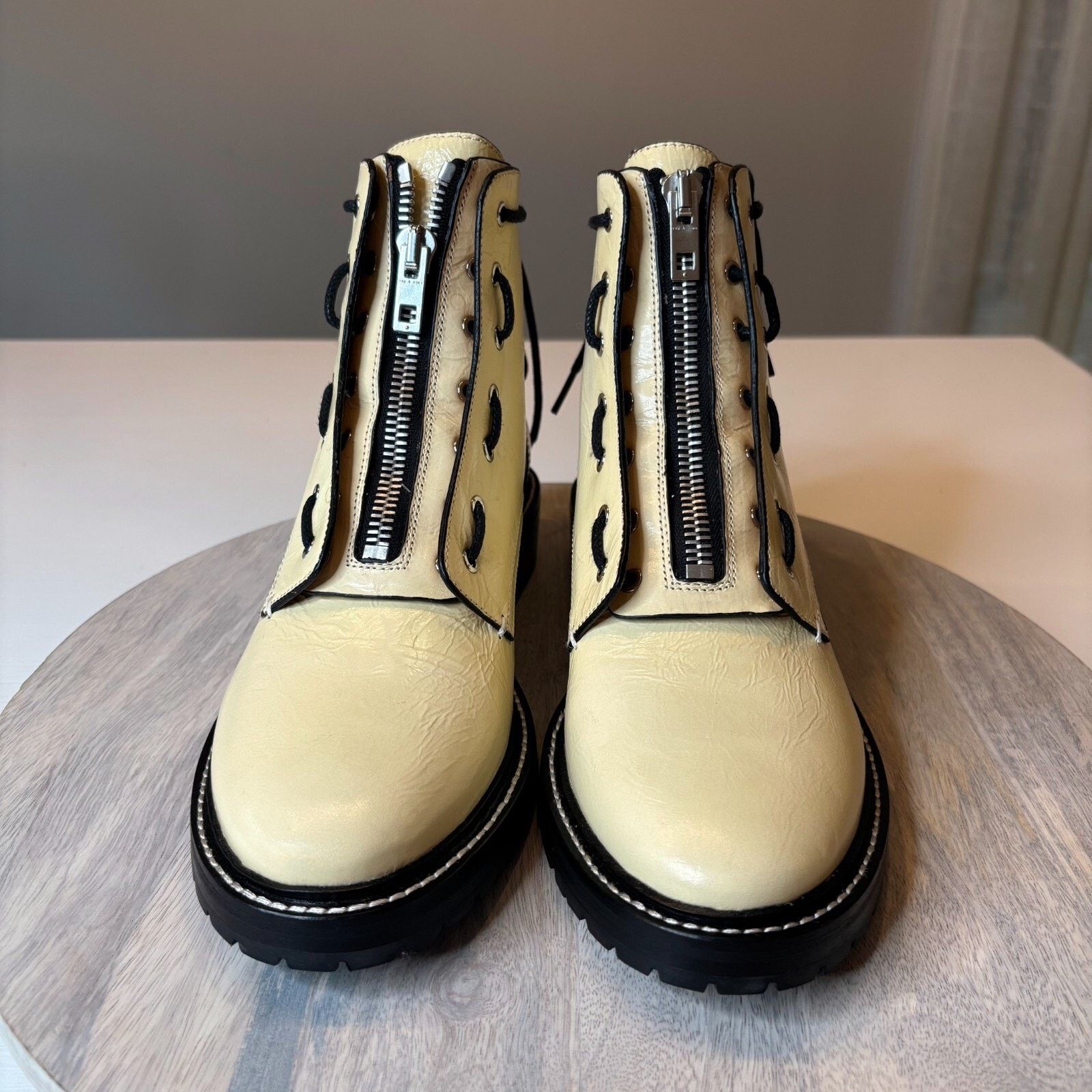 Rag & Bone Rag & Bone Cannon Leather Combat Boots Antique White Size 10 Size US 10 / IT 40 - 6 Thumbnail