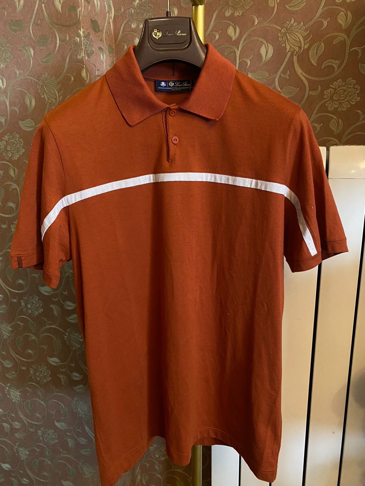 Loro Piana LORO PIANA Men's S Orange Knit Polo Shirt Size US S / EU 44-46 / 1 - 1 Thumbnail