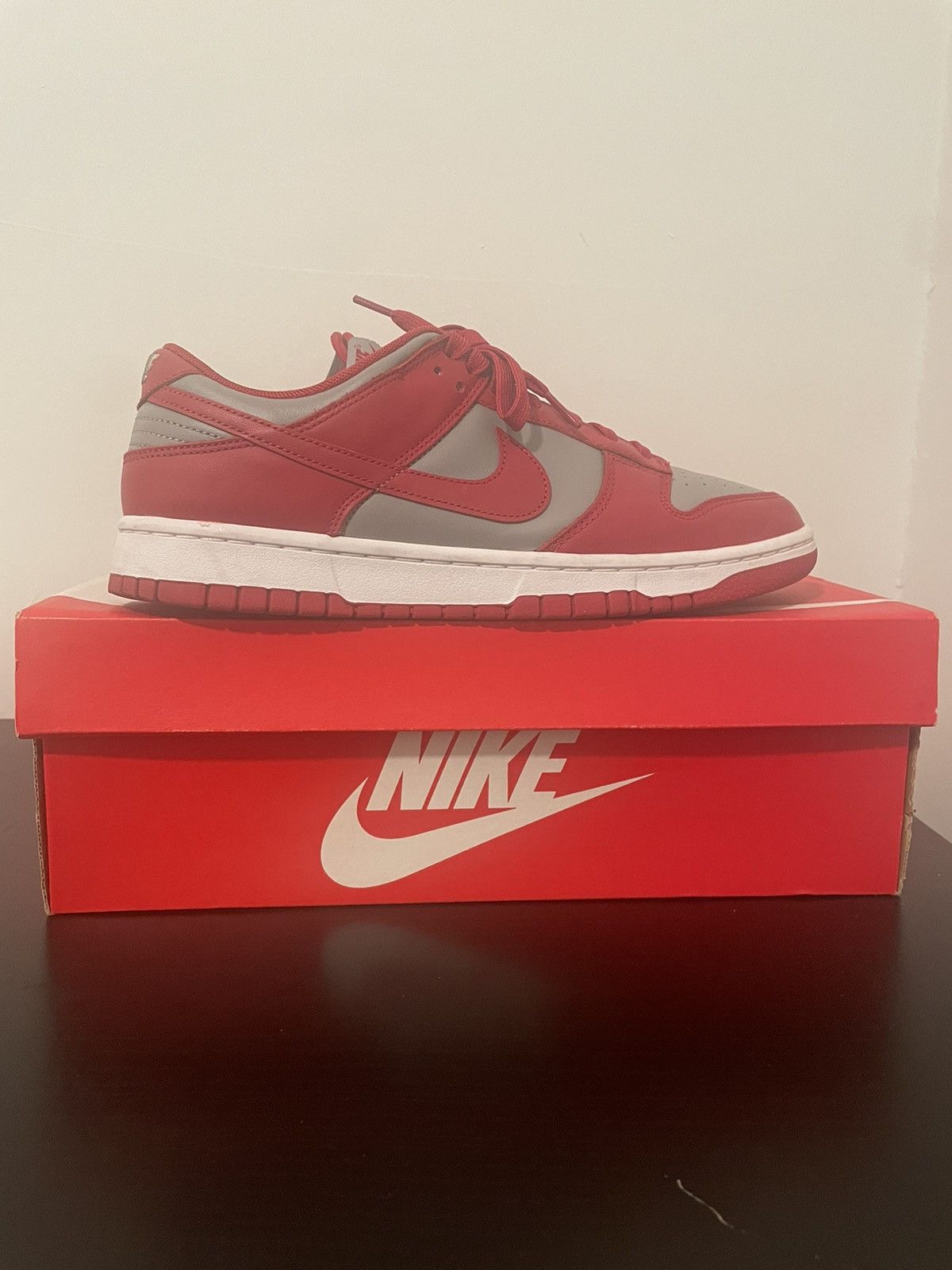 image of Nike Dunk Low Unlv Shoes in Red, Men's (Size 9.5)