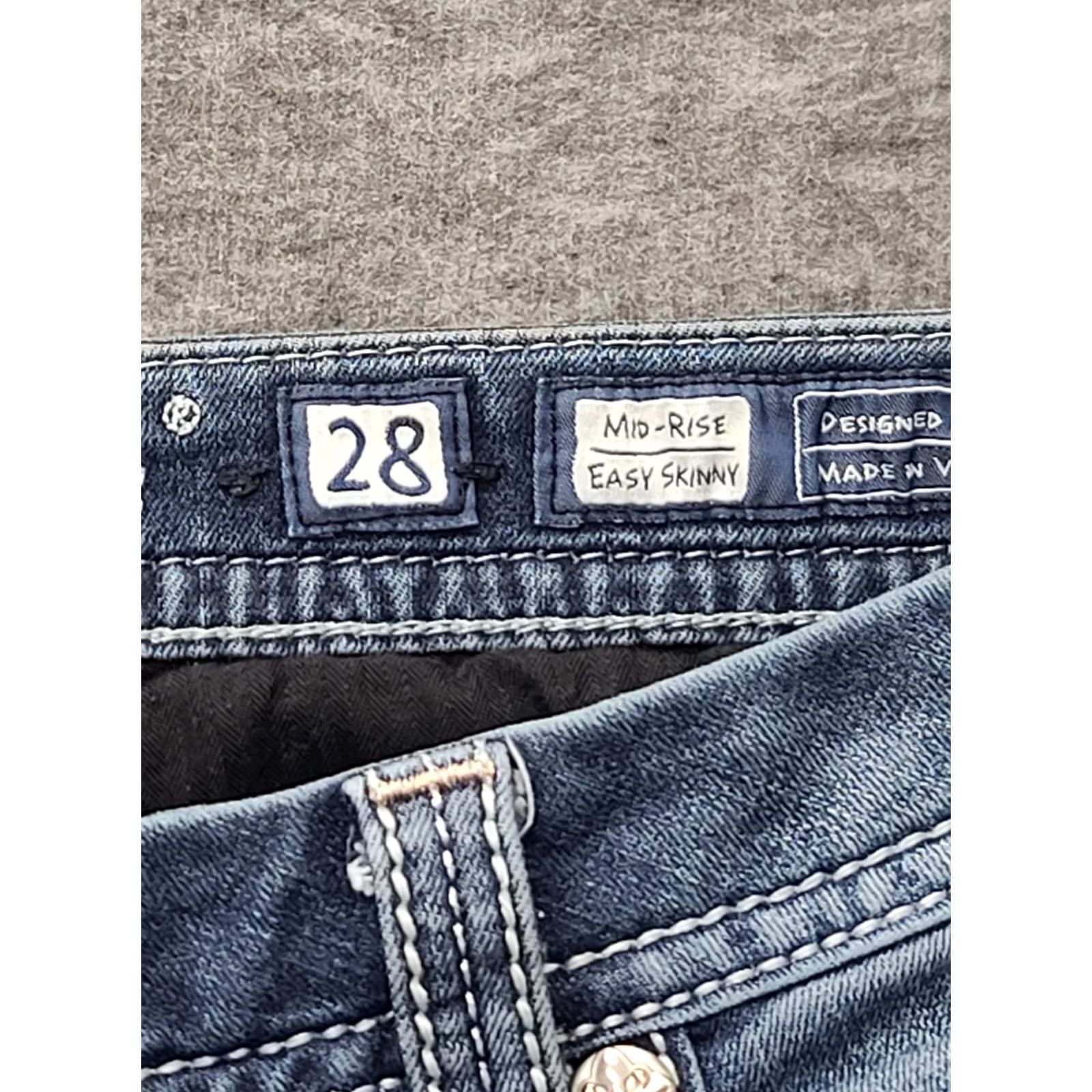 Miss Me Miss Me Jeans Womens 28x26 Skinny Fit Cuffed Mid Rise Distressed Stretch Denim Blue 5-Pocket Designer Rodeo Western Y2K Mens? Womens Size 28" / US 6 / IT 42 - 3 Thumbnail