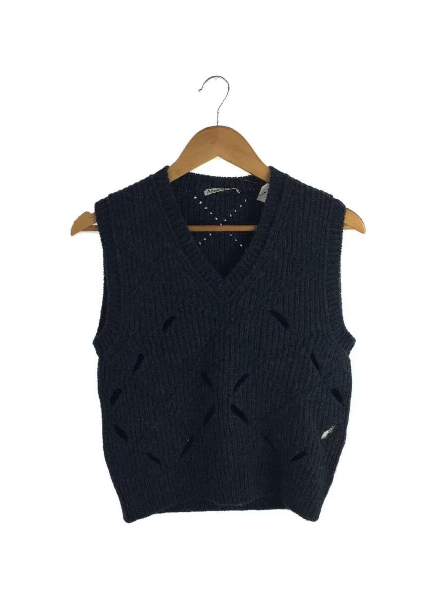 Perforated Open Wool Knit Sweater Vest
