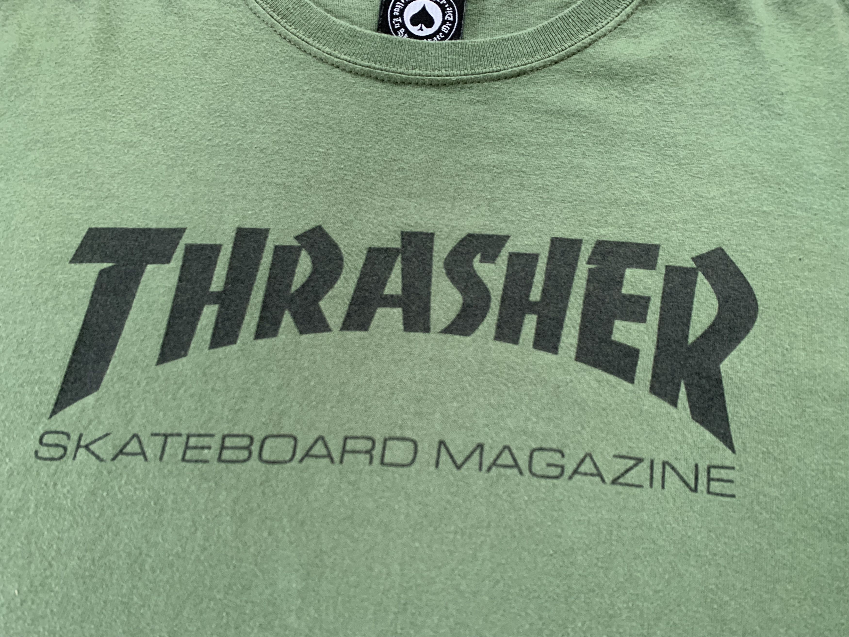 Thrasher × Vintage × Welcome Skateboards Vintage Thrasher Khaki Center Logo T-shirt Size US XL / EU 56 / 4 - 5 Thumbnail