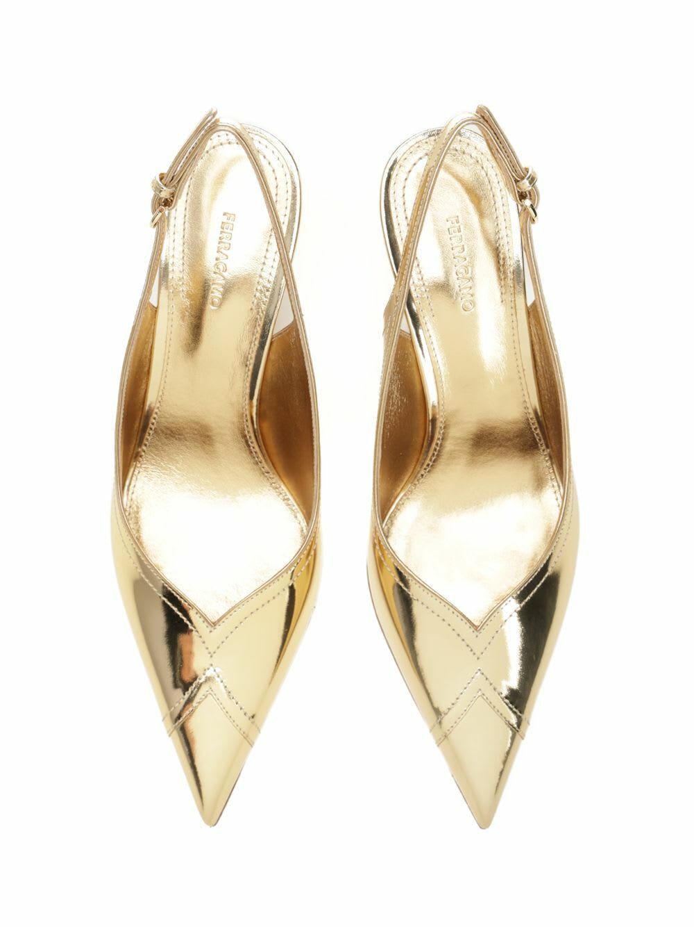 Salvatore Ferragamo o1y0426 Spool Heel Pumps in Gold Size US 7 / IT 37 - 4 Thumbnail