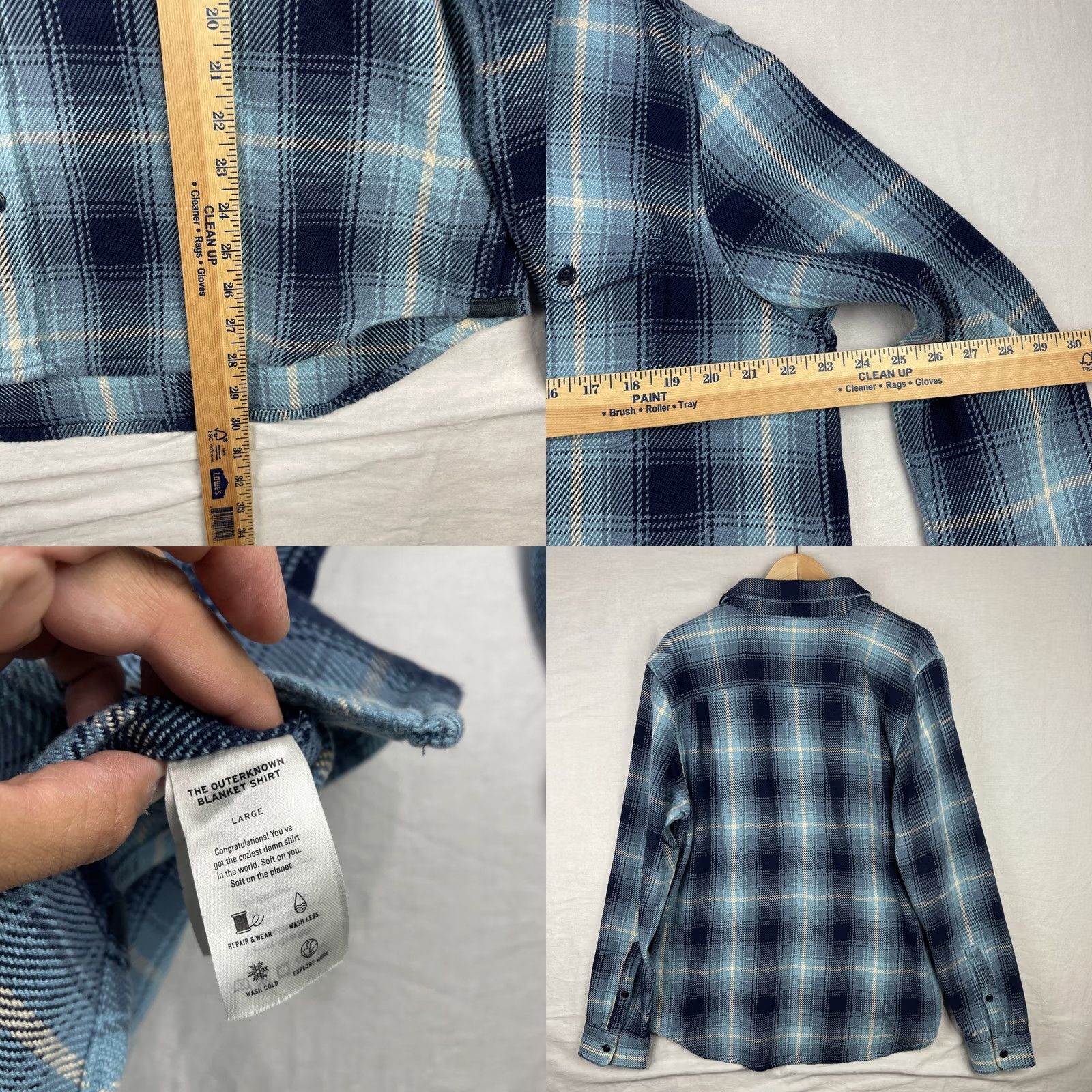 Outerknown Outerknown Blanket Shirt Mens Large Blue Plaid Flannel Surf Button Up Size US L / EU 52-54 / 3 - 8 Thumbnail