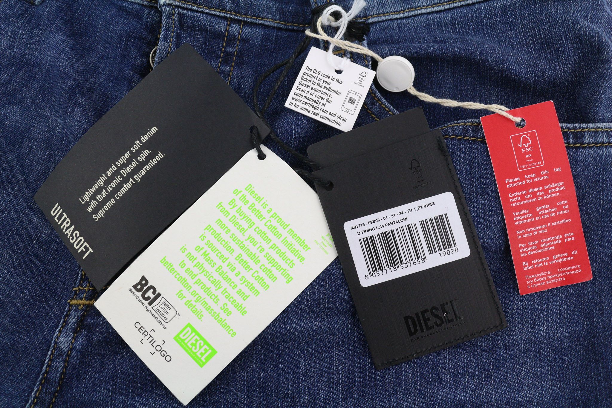Diesel D-FINING 09B06 W31/L34 Stretch Washed 40428 Size US 31 - 7 Thumbnail