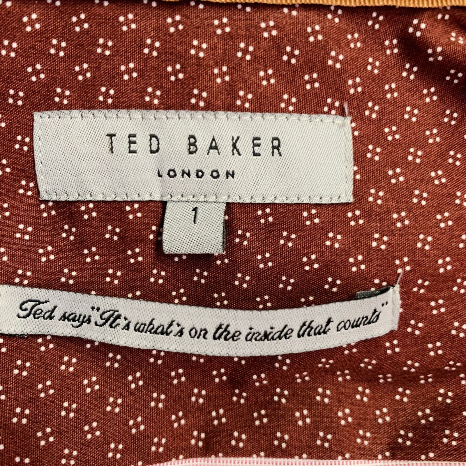 Ted Baker Brixton Red White Woven Cotton Blend One Pocket Long Sleeve Size US S / EU 44-46 / 1 - 5 Thumbnail