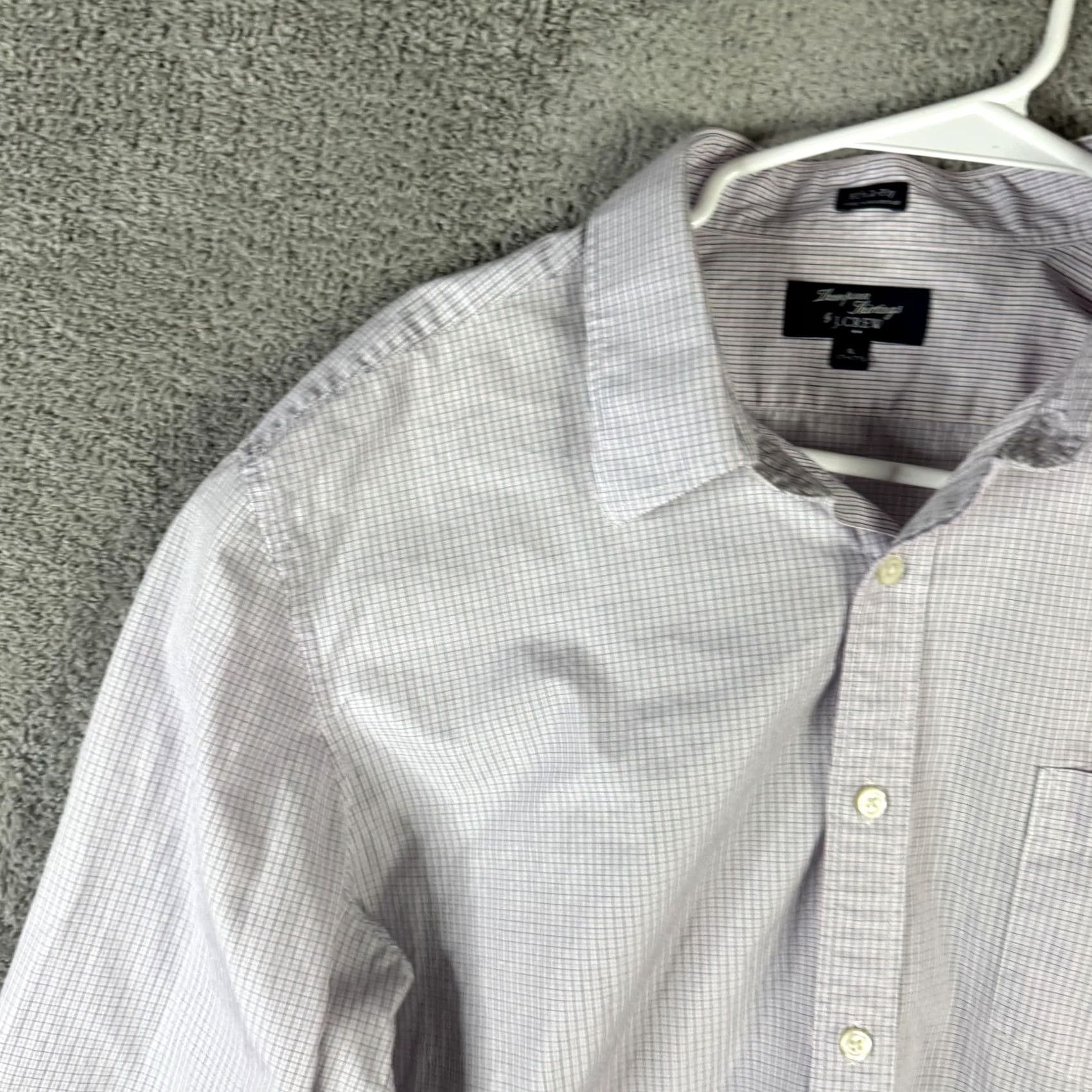 J.Crew J.Crew Shirt Mens XL 17.5 Purple Check Cotton Button Front Dress Long Sleeve Size 46R - 5 Thumbnail