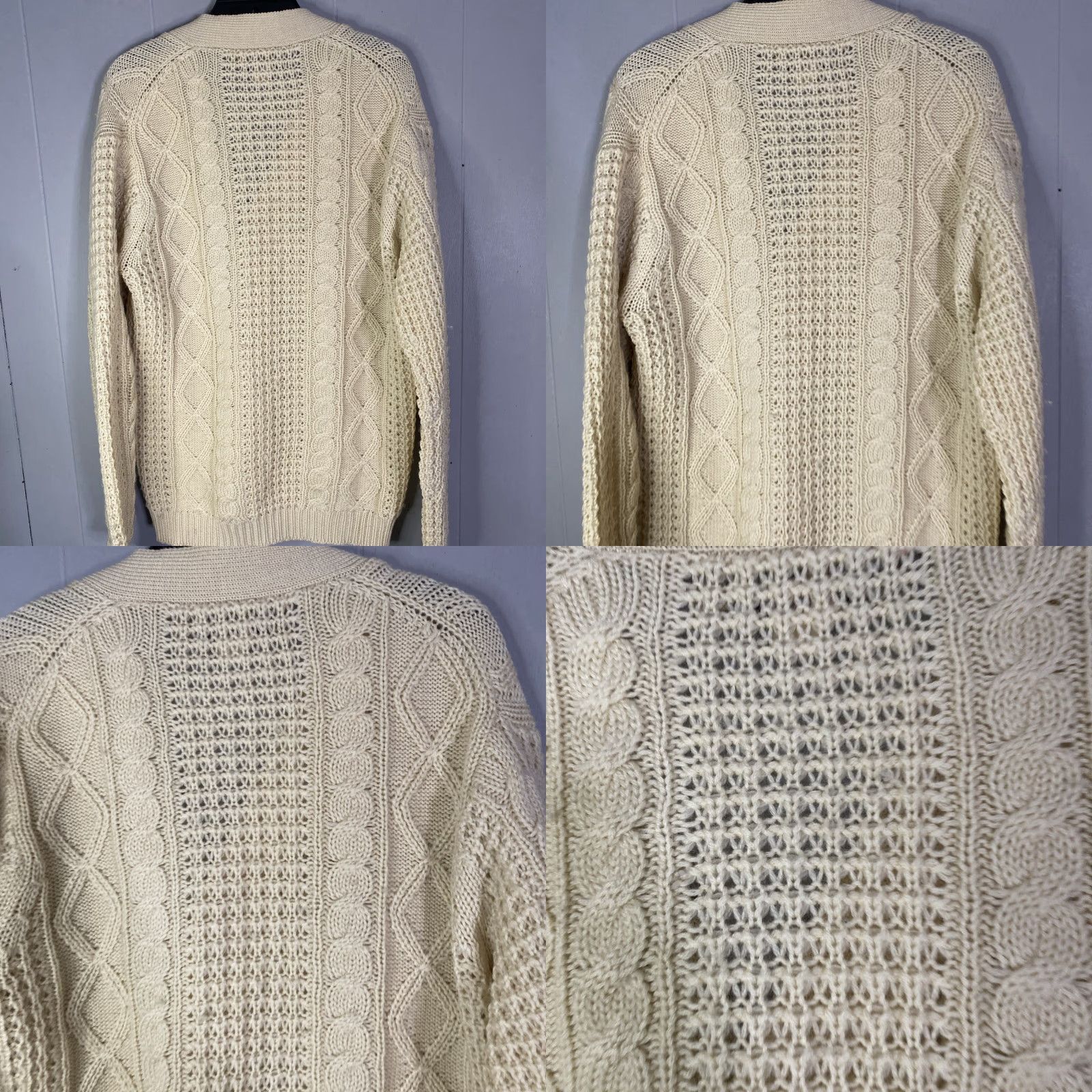 Vintage VINTAGE Panda Cardigan Sweater Beige Wool Crew Neck Button Down Cable-Knit M Womens/Unisex Adults Size M / US 6-8 / IT 42-44 - 10 Thumbnail