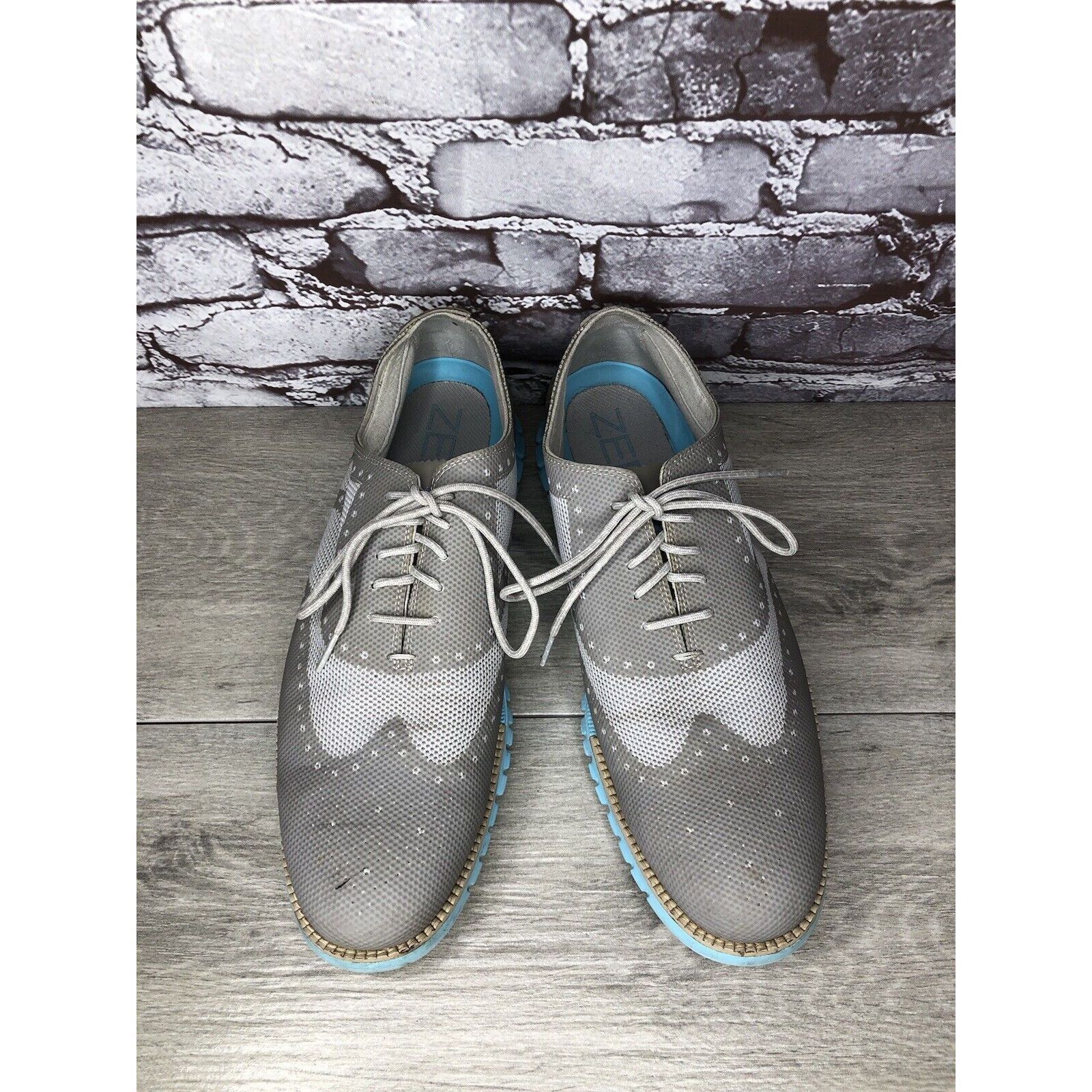 Cole Haan Cole Haan ZeroGrand Grand.OS Gray Mesh Wingtip Blue Shoes Me Size US 12 / EU 45 - 19 Thumbnail
