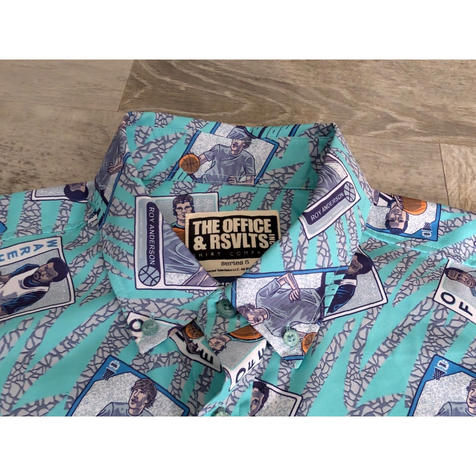 Vintage RSVLTS The Office + RSVLTS Short Sleeve Button Up Camp Shirt AOP Basketball M Blue Unisex Adults Casual Shirt Size US M / EU 48-50 / 2 - 7 Thumbnail