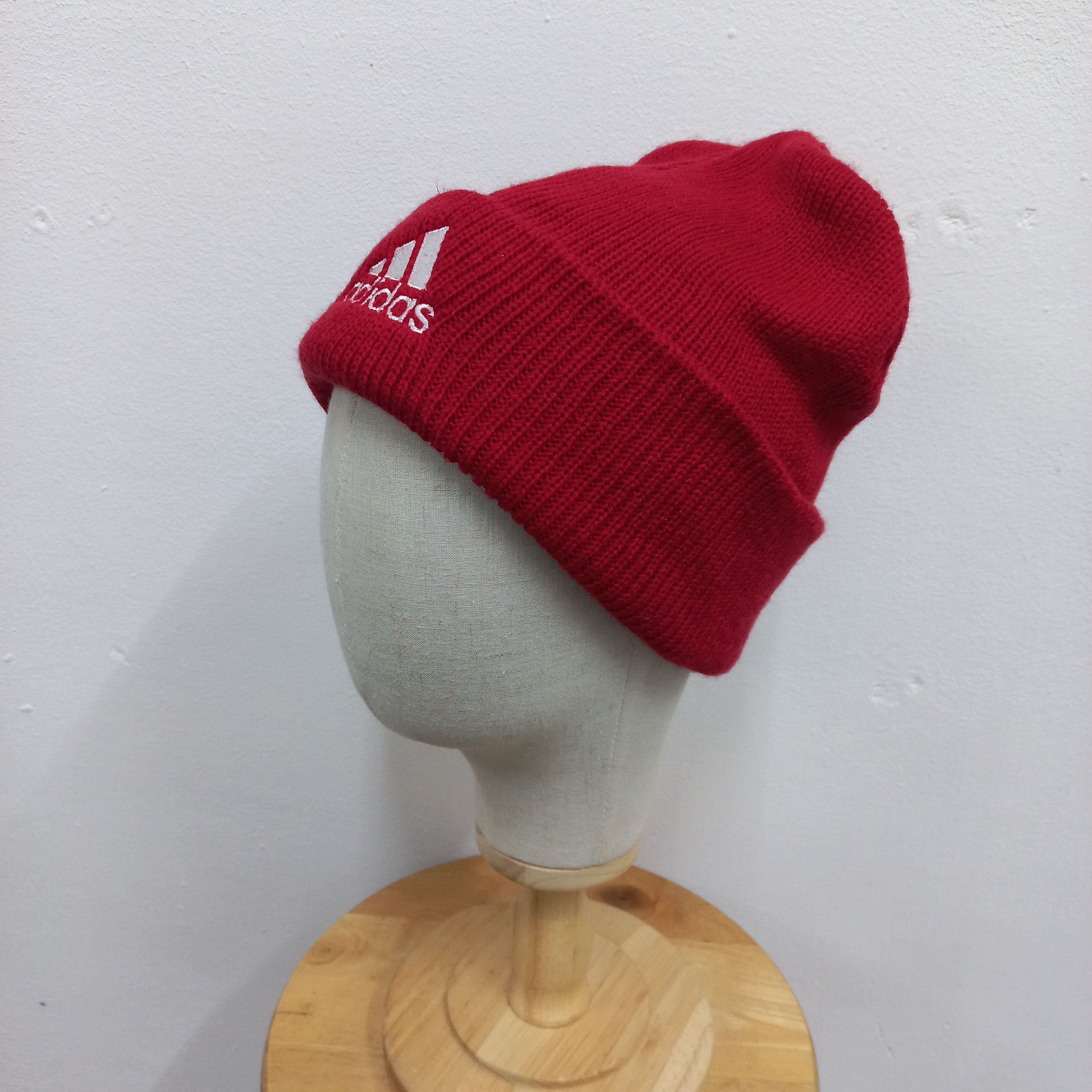 Adidas 💥Adidas three bar big logo red beanie hat Size ONE SIZE - 2 Thumbnail