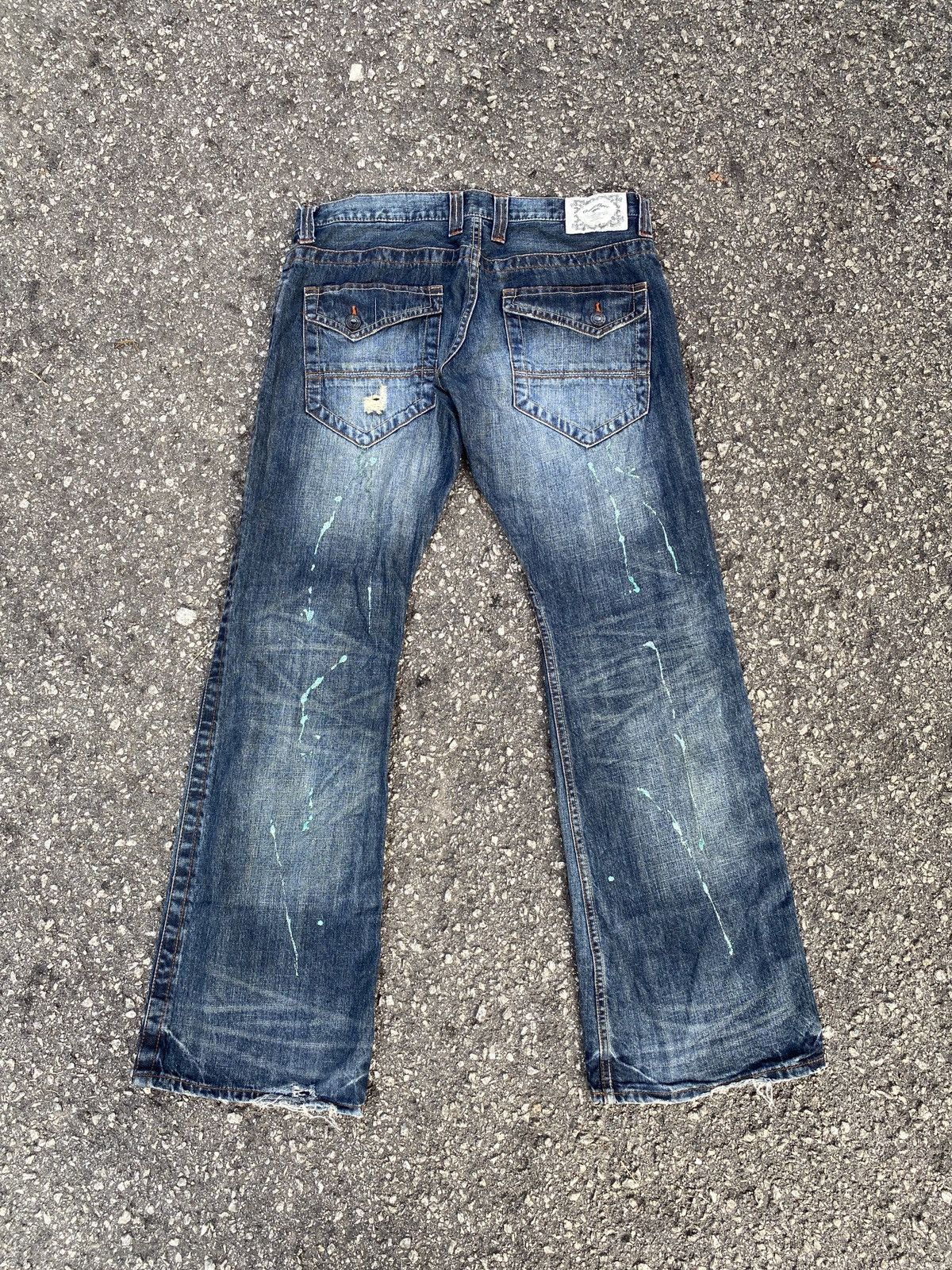 If Six Was Nine × Japanese Brand Flared Root Three Style Distressed Splatter Design Denim Size US 34 / EU 50 - 2 Thumbnail