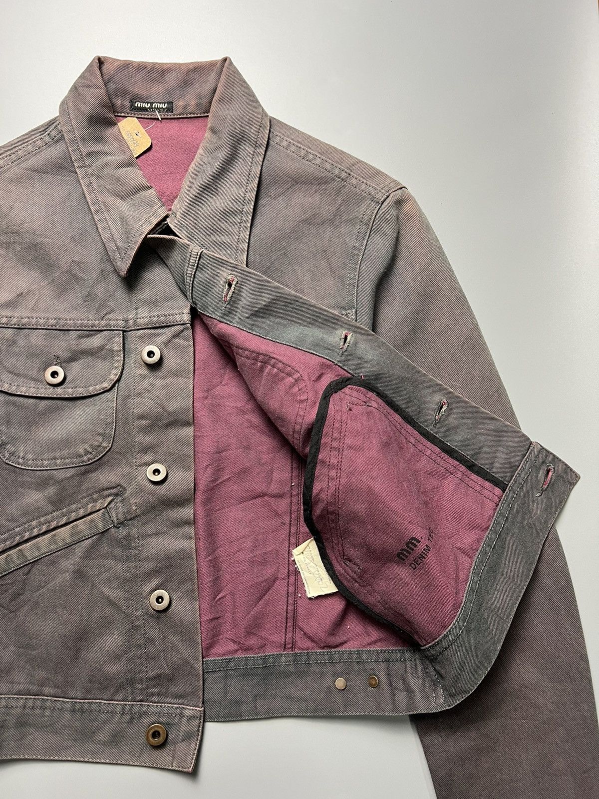 Miu Miu 2020's MiuMiu Iresdescent Burgundy Trucker Jackets Size S / US 4 / IT 40 - 5 Thumbnail