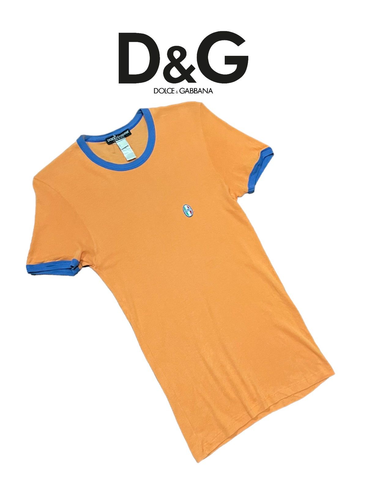 Dolce & Gabbana VTG '90s Dolce & Gabbana Italia Solarized Orange Ringer Tee Size S / US 4 / IT 40 - 18 Thumbnail