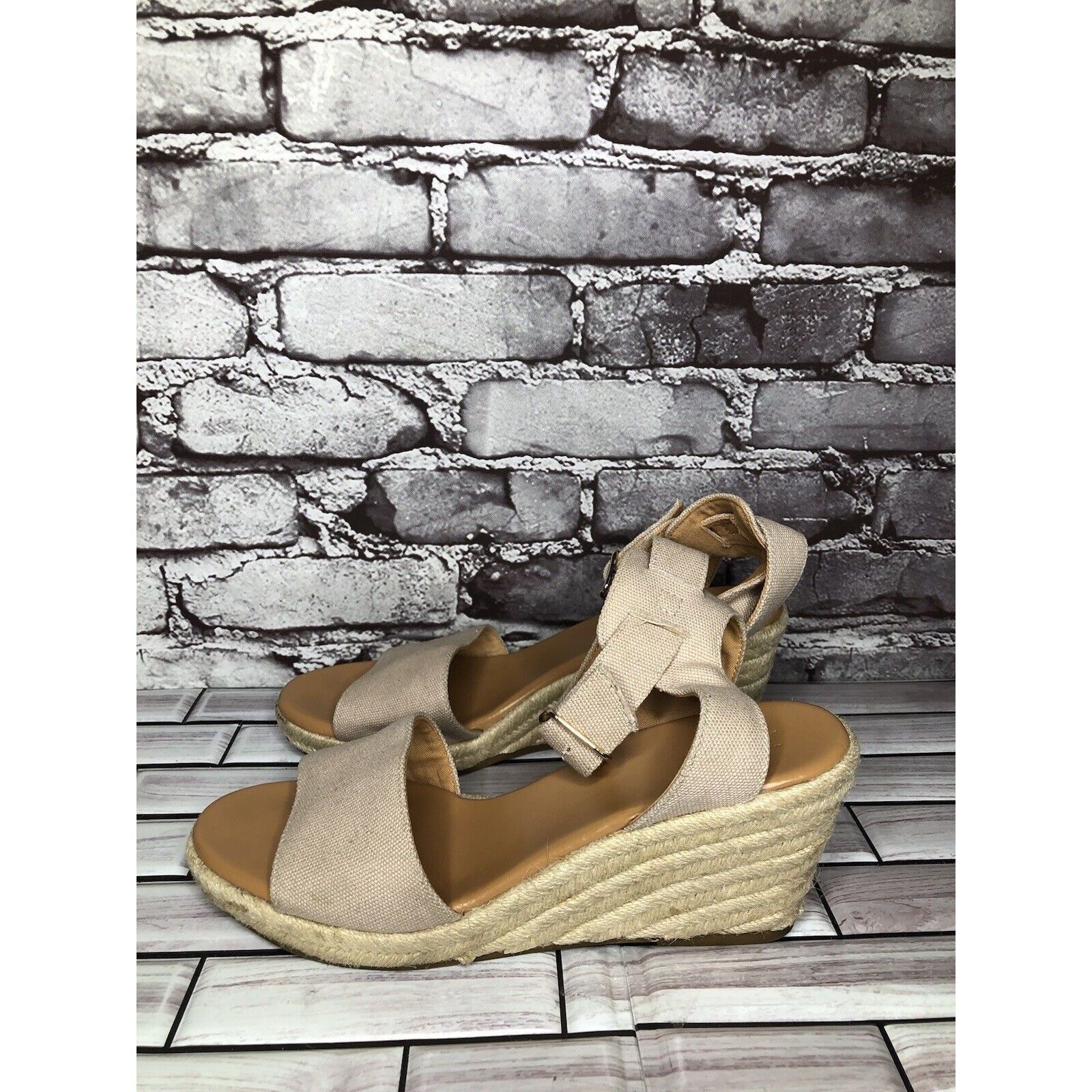 J.Crew J Crew Khaki Beige Fabric Buckle Ankle Strap Espadrilles San Size US 10 / IT 40 - 12 Thumbnail