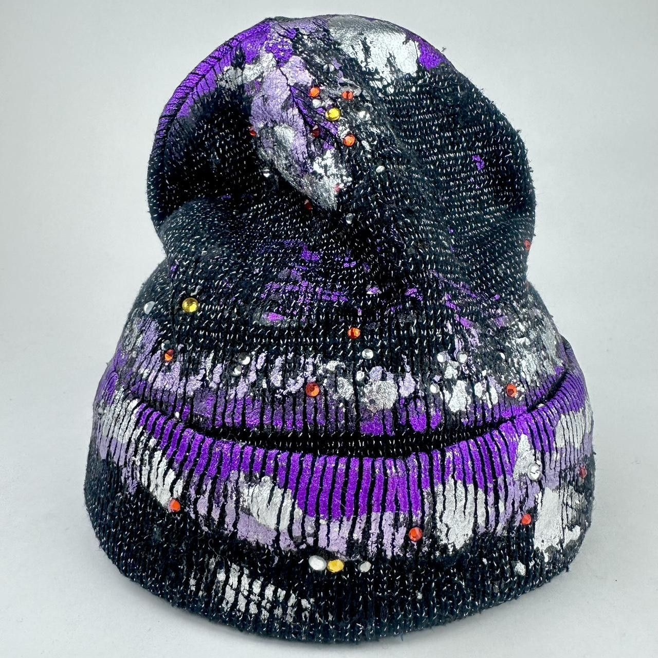 Other ASTROBOI* Black & Purple Metallic Rhinestone Winter Beanie Size ONE SIZE - 1 Thumbnail