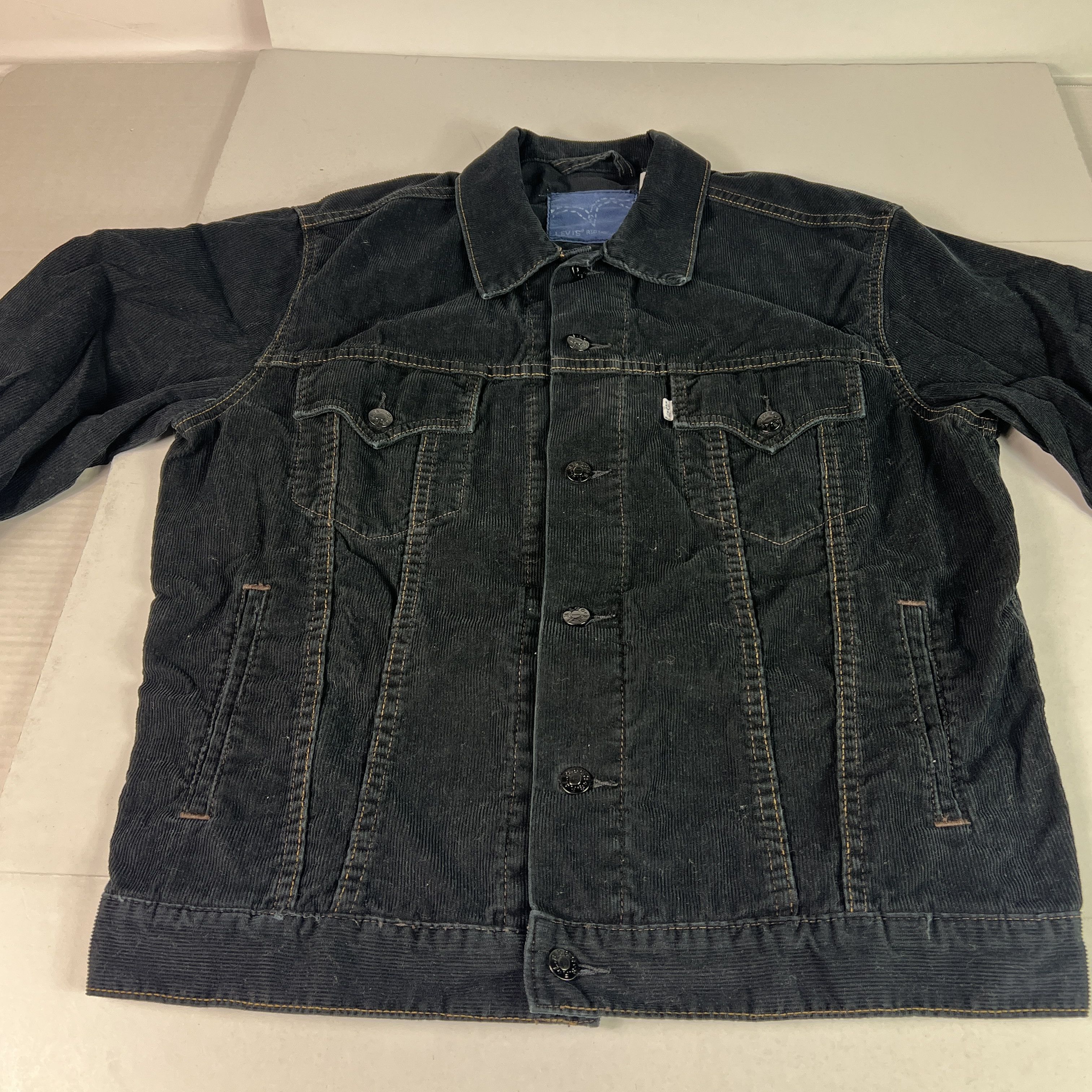 Levi's Y2K Levi's Corduroy Jacket Slim Black Button Up Trucker Size L / US 10 / IT 46 - 4 Thumbnail