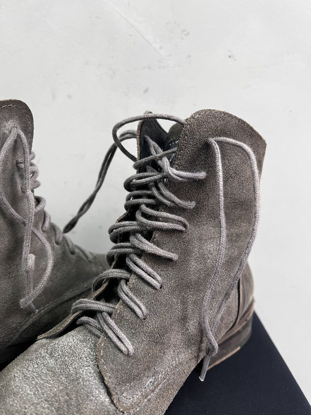 Guidi Hedi slimane Suede Gray Boots Lace up Faded Vintage style Size US 7.5 / EU 40-41 - 12 Thumbnail