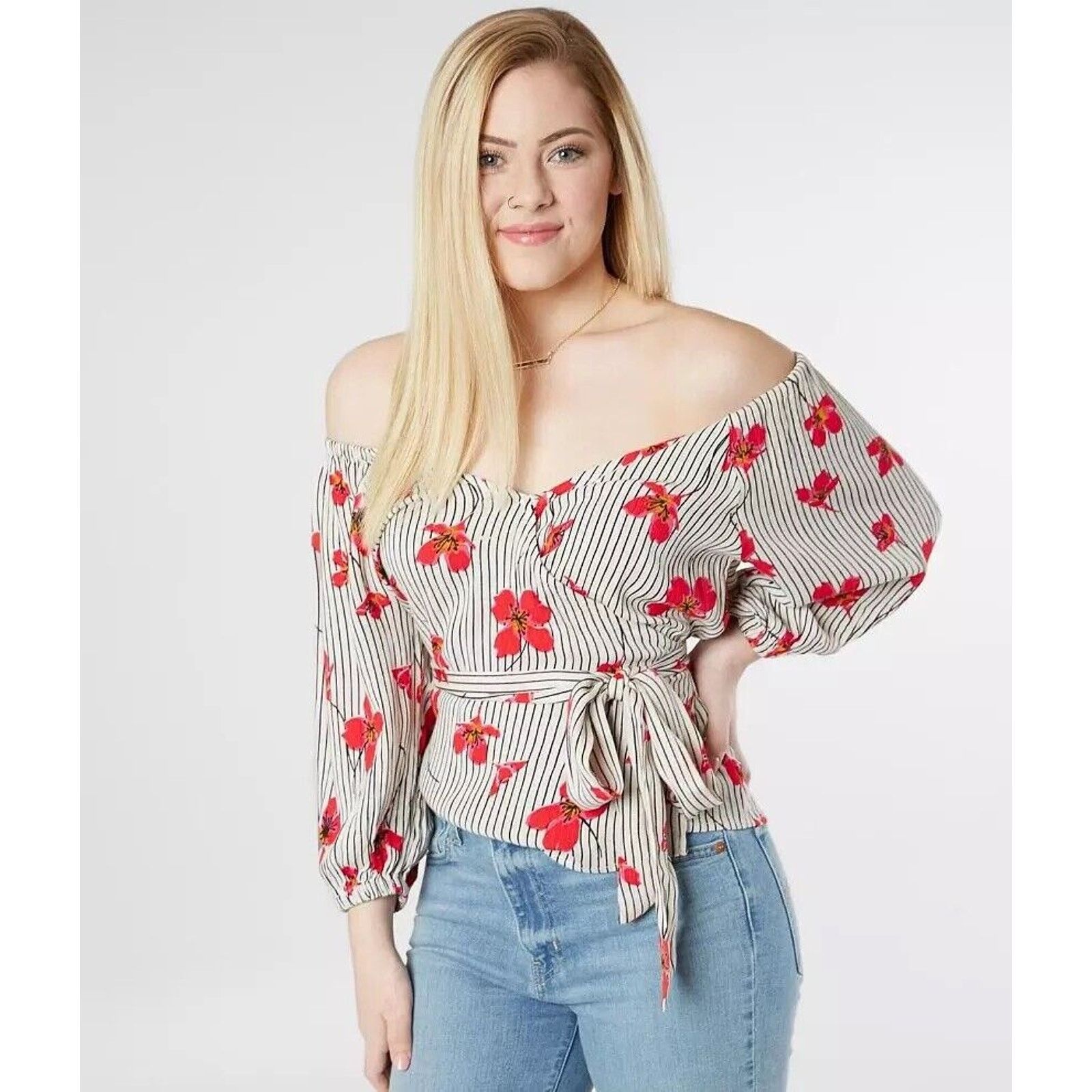 Billabong Billabong New Lust Versatile Wrap Top Medium Floral Blouse Size M / US 6-8 / IT 42-44 - 2 Thumbnail