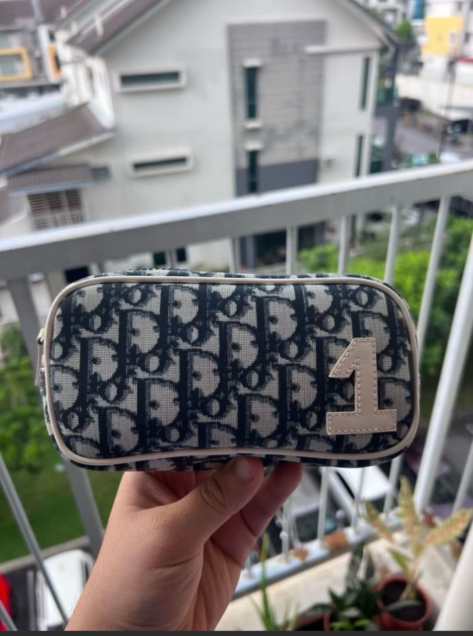 Authentic CHRISTIAN DIOR Trotter Canvas Pouch