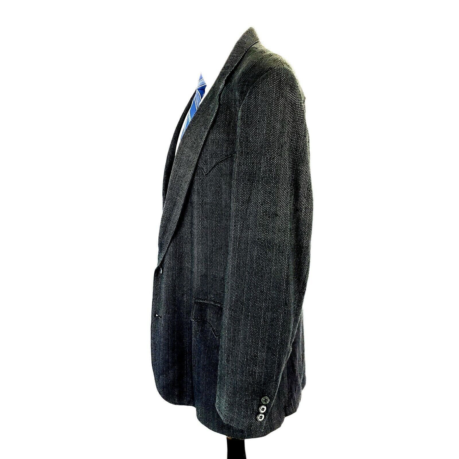 Vintage Circle Silk Rayon 2 Button Sport Coat 42L Black Green Long W Size 42L - 5 Thumbnail