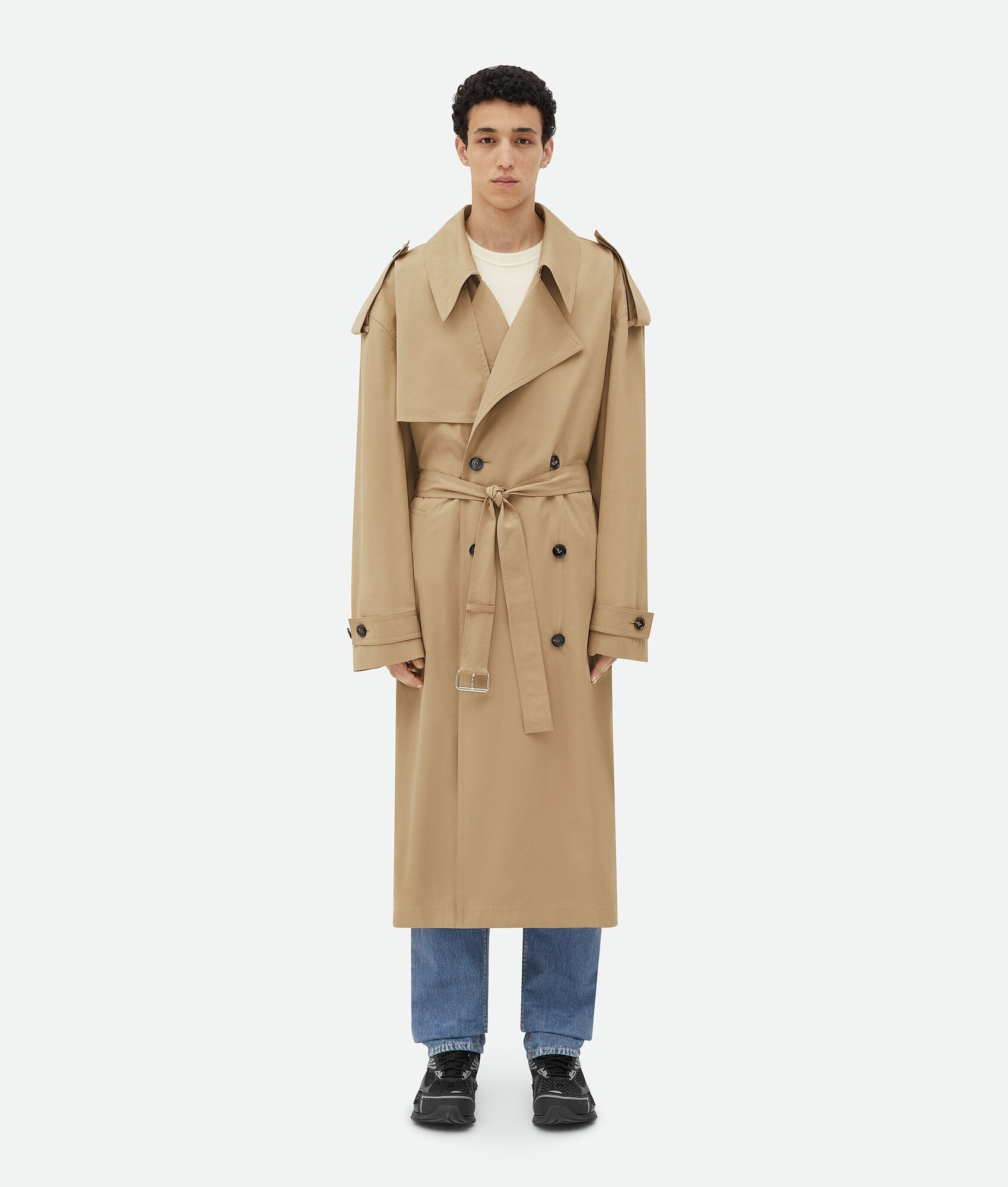 Bottega Veneta o1w1db10525 Cotton Trench Coat in Sand Size US L / EU 52-54 / 3 - 1 Thumbnail