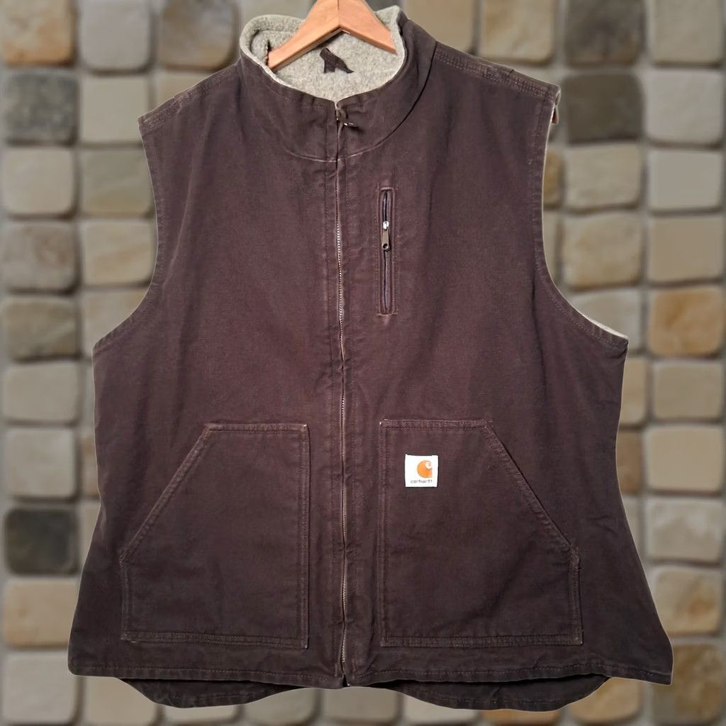 Carhartt VINTAGE Carhartt Vest Women XL Brown Duck Cloth Fleece Lined Workwear WV001 DKB Size XL / US 12-14 / IT 48-50 - 1 Thumbnail