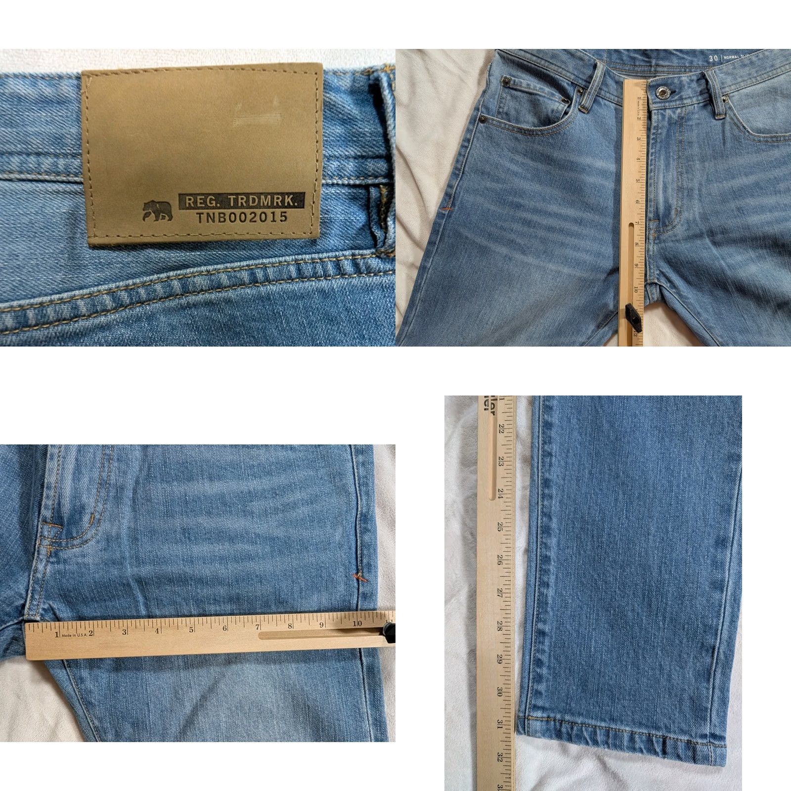 Vintage VINTAGE The Normal Brand Jeans Men 30x31 Slim Straight Light Wash Whisker Denim Blue 5-Pocket Mens Size US 30 / EU 46 - 8 Thumbnail