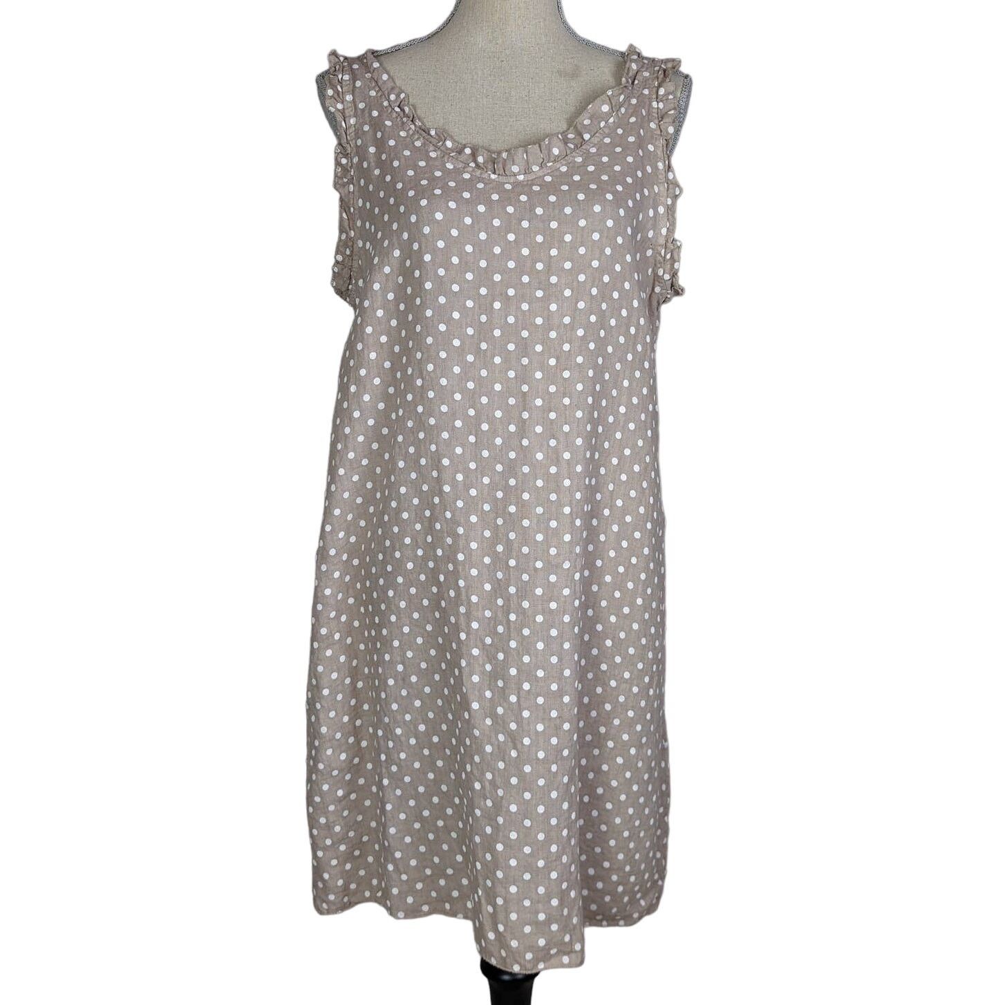 Other Stella Martini Polka Dot Linen Sundress Tan and White Medium Size M / US 6-8 / IT 42-44 - 11 Thumbnail