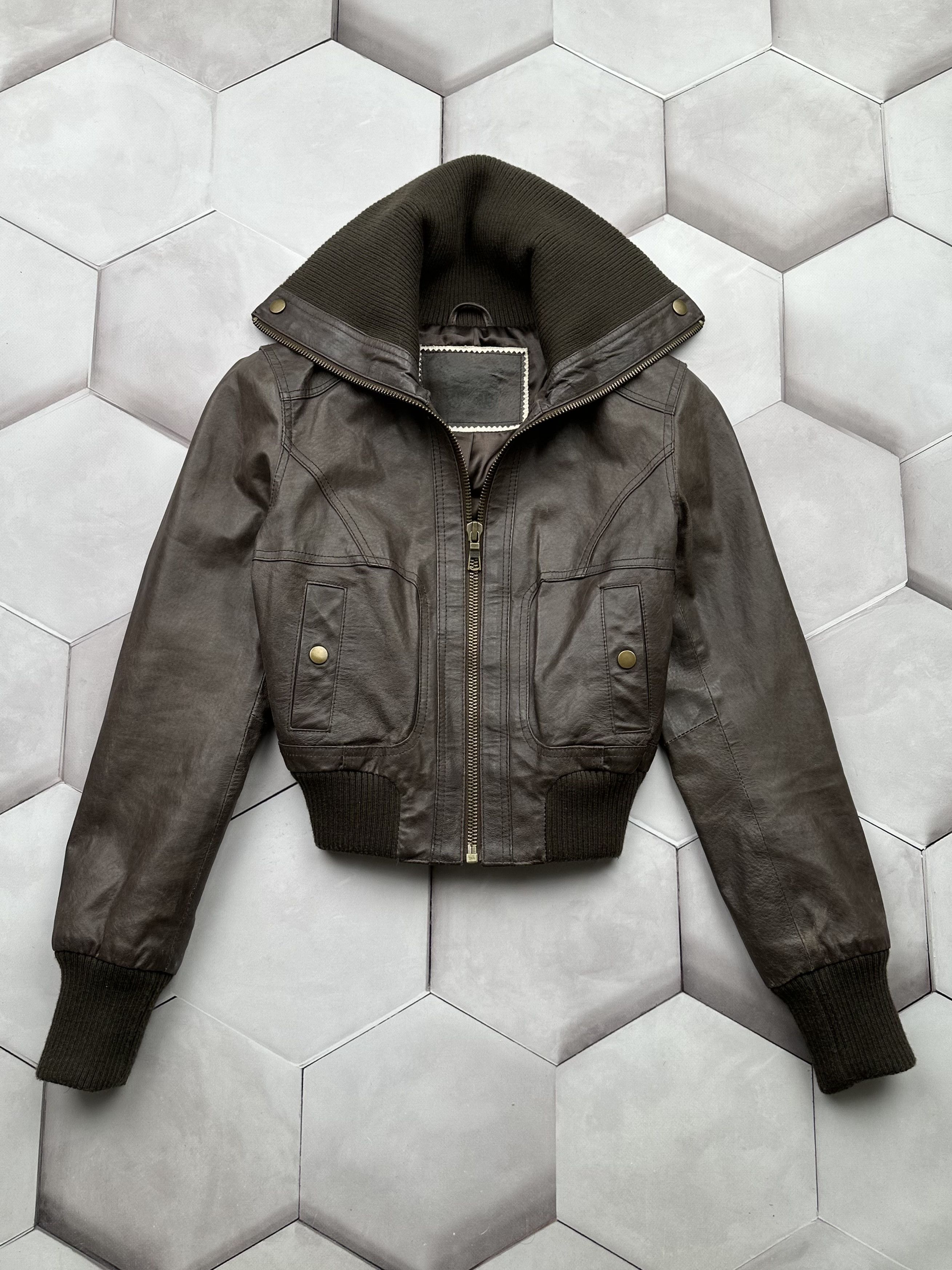 Image of Genuine Leather x Leather Jacket Vintage Leather Cropped Jacket in Brown, Women's (Size XS)