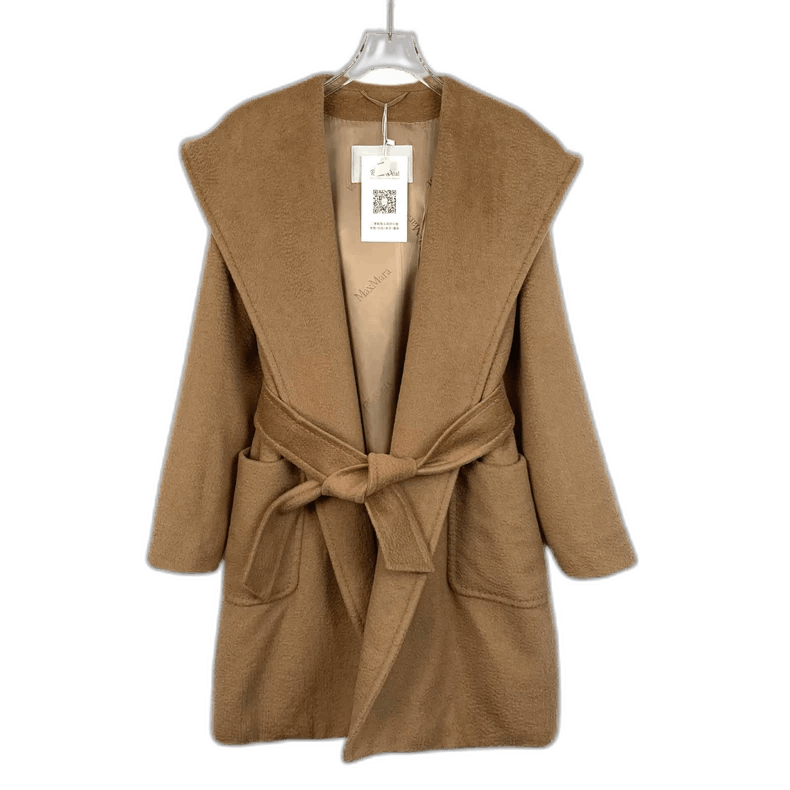 Max Mara Maxmara Brown camel hair hooded belt bathrobe coat Size US XL / EU 56 / 4 - 1 Thumbnail