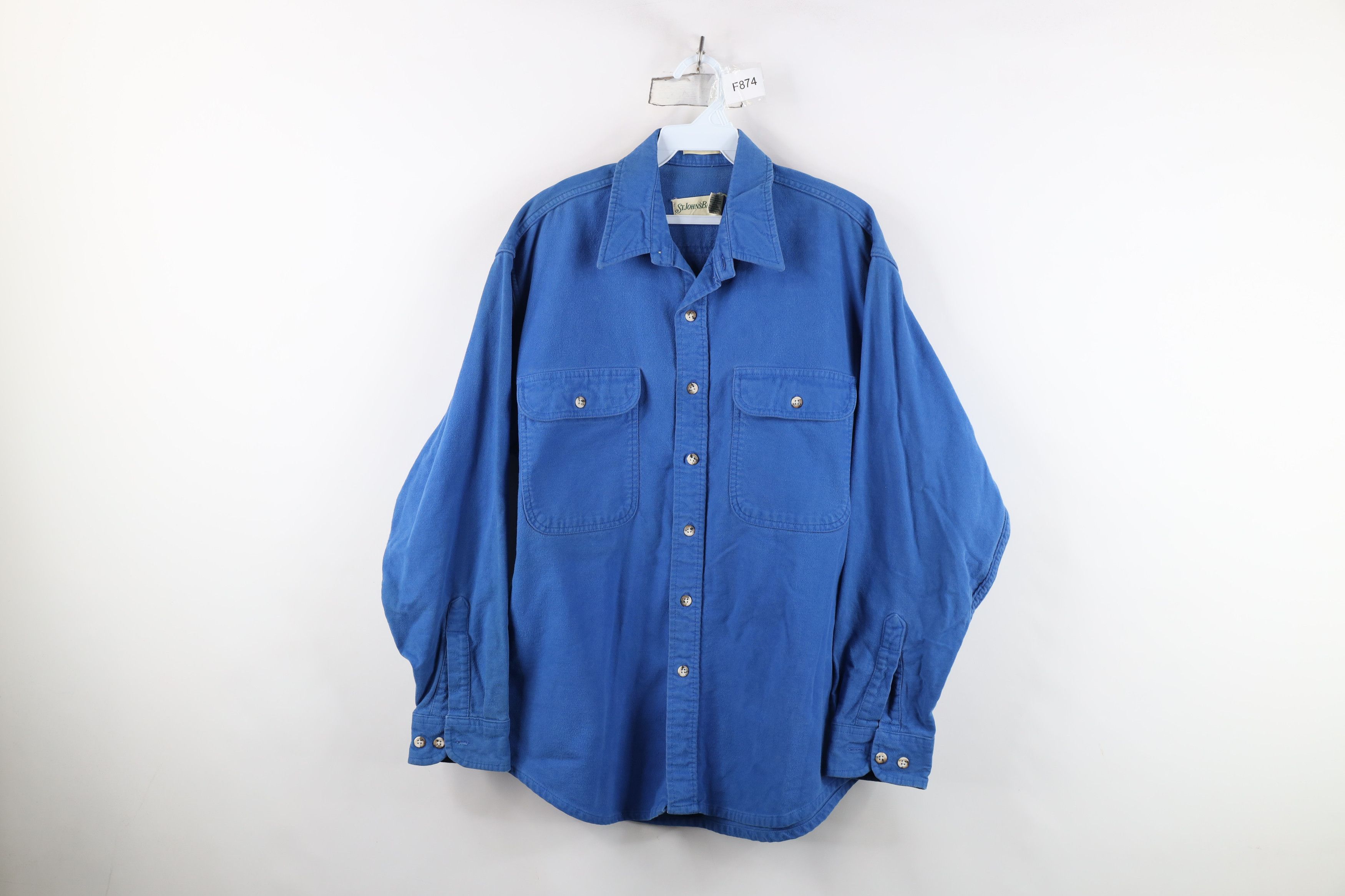 Vintage Vintage 70s Streetwear Cloth Collared Button Shirt Blue Size US L / EU 52-54 / 3 - 1 Thumbnail