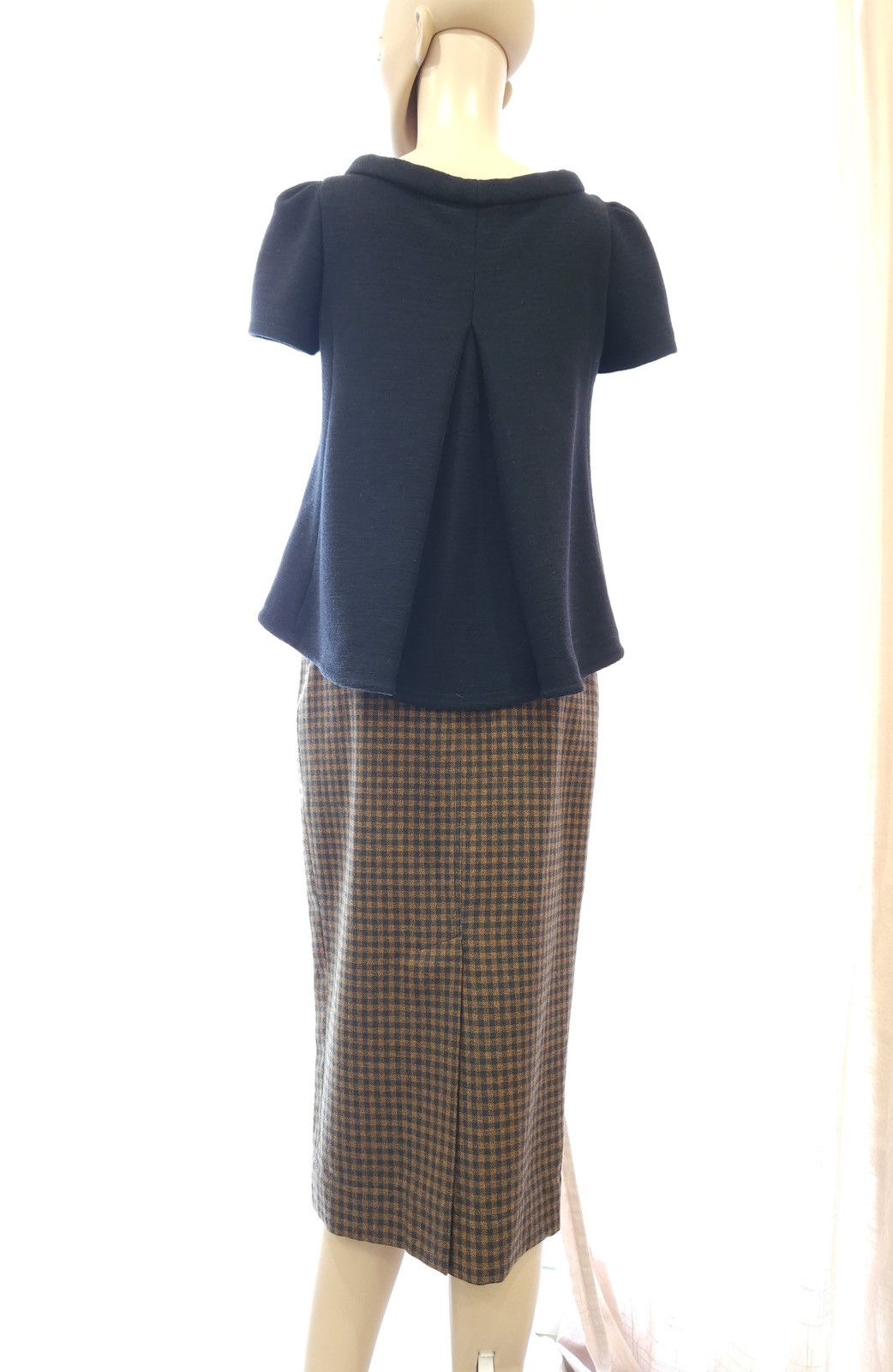 Isa Arfen 2016 ISA ARFEN 100%Virgin Wool Plaid Elegant Pencil Skirt Size 27" / US 4 / IT 40 - 3 Thumbnail