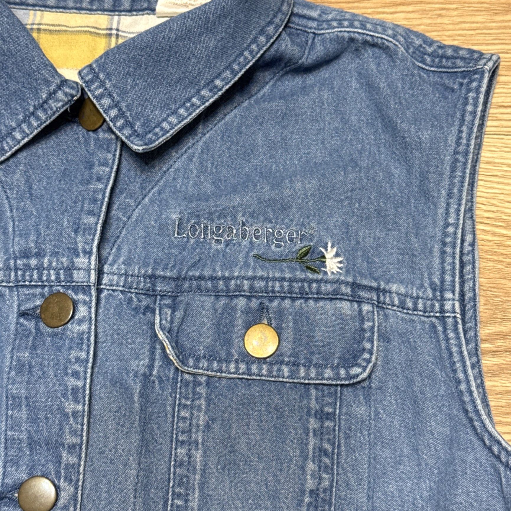 Vintage VINTAGE Longaberger Homestead Denim Jean Vest Women's Large Blue Cotton Embroidered Teddy Bear 90s Size 36" / US 14 / IT 50 - 2 Thumbnail