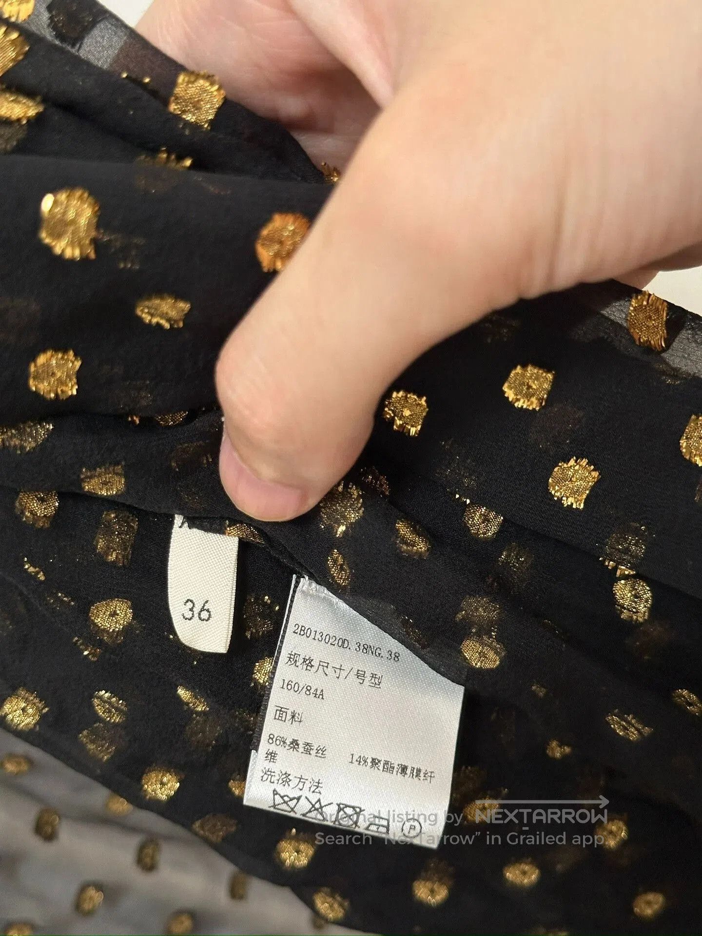 Celine Celine Black Gold Polka Dot Silk Shirt. Size XS / US 0-2 / IT 36-38 - 6 Thumbnail