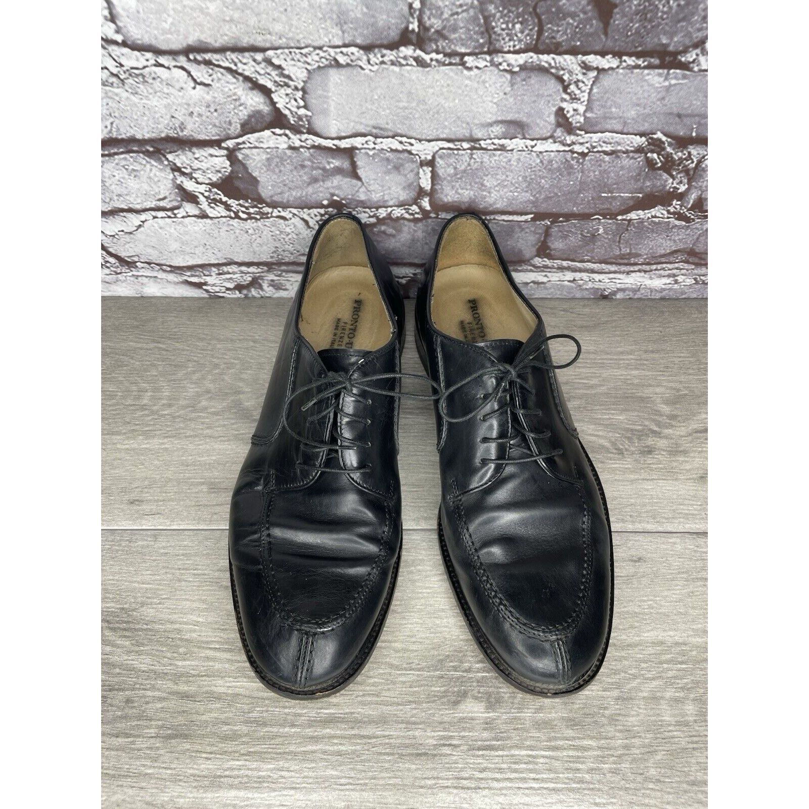 Pronto Uomo PRONTO UOMO Black Leather Split Toe Oxfords Lace Up Shoes Me Size US 10.5 / EU 43-44 - 2 Thumbnail