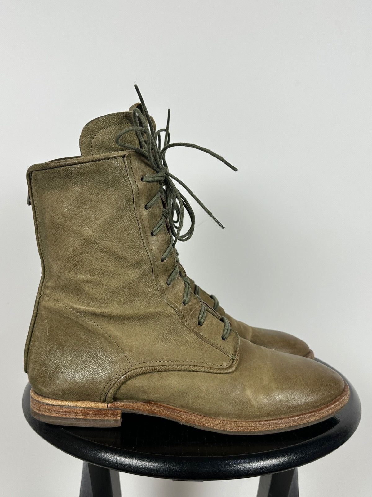 A.S.98 A.S.98. Airstep Olive Green Leather Back Zipper Ankle Boots Size US 11 / IT 41 - 2 Thumbnail