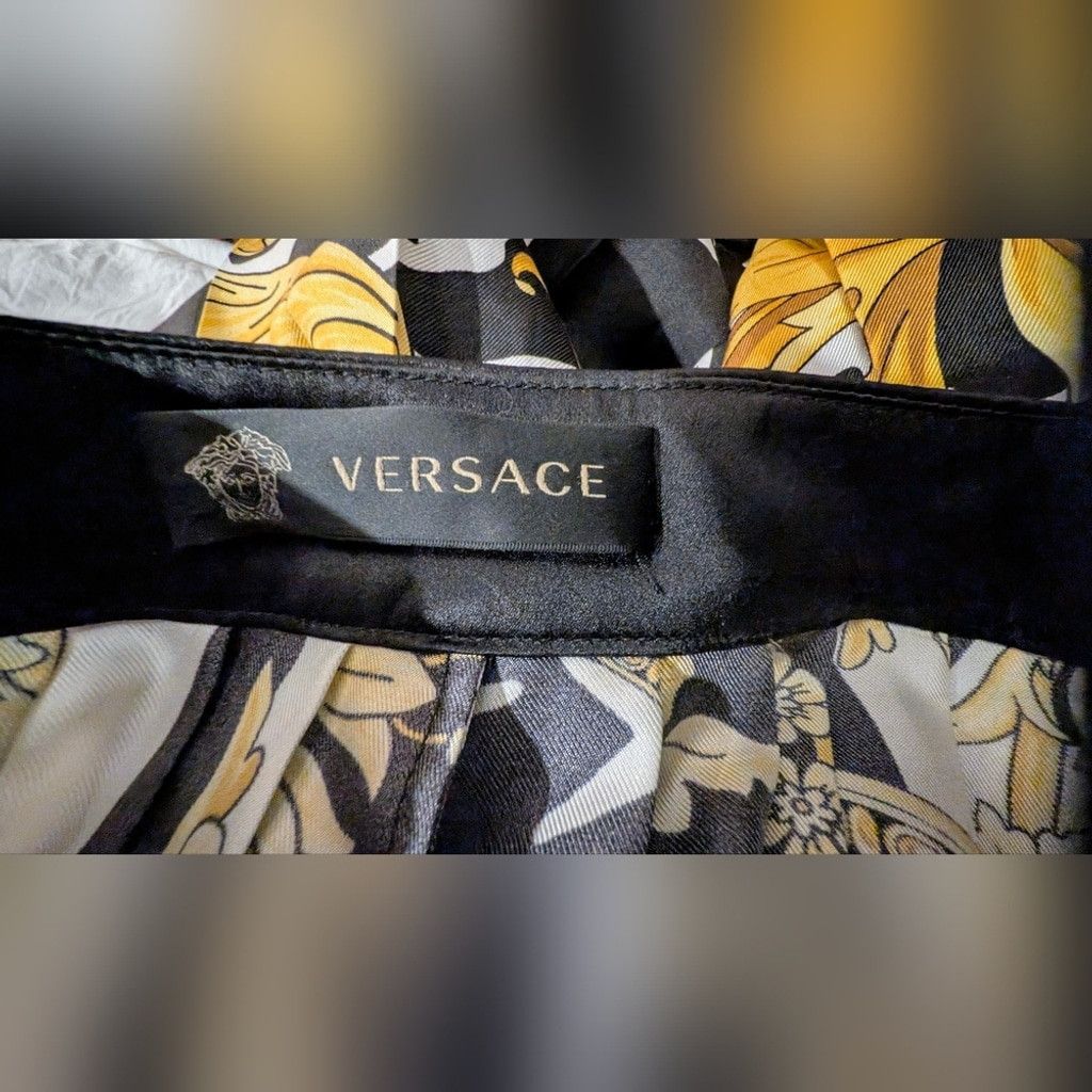 Versace Versace Iconic Baroque Print Pleated Silk Skirt Size 28" / US 6 / IT 42 - 10 Thumbnail