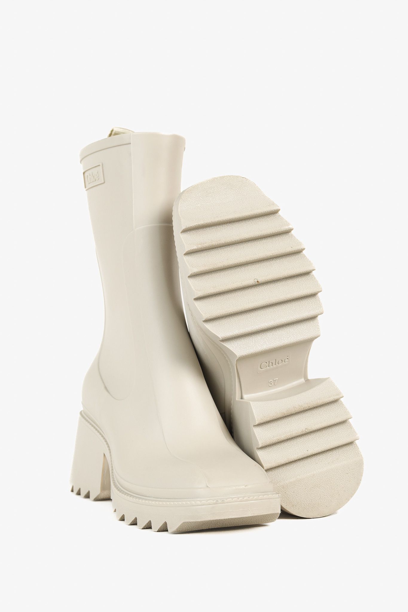 Chloe Chloe Betty Grey Rubber Chunky-Heel Rain Boots Size US 6.5 / IT 36.5 - 4 Thumbnail