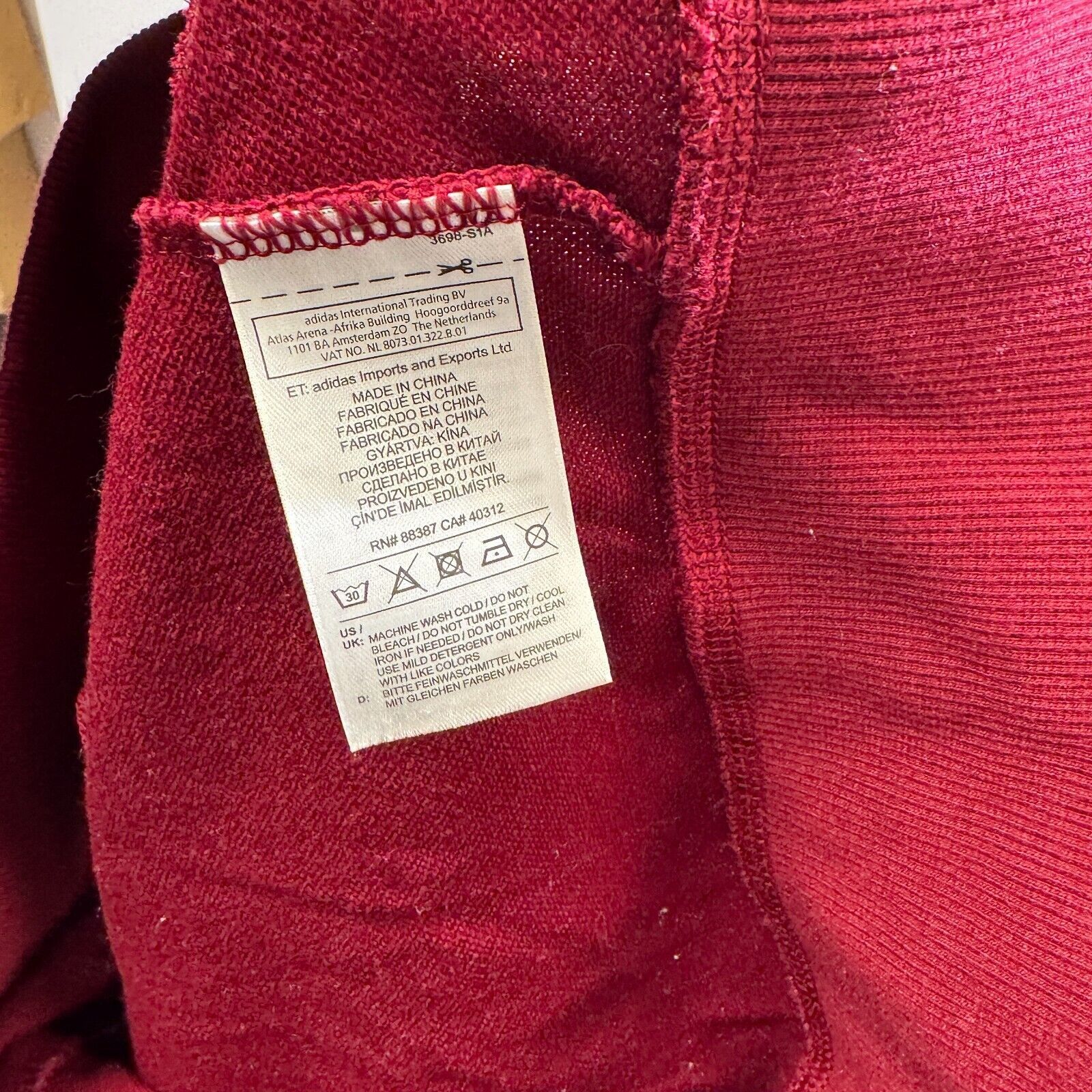 Adidas × Vintage Vintage Adidas Unisex Burgundy Cotton Hoodie Size S 90s Y2K Size US S / EU 44-46 / 1 - 10 Thumbnail