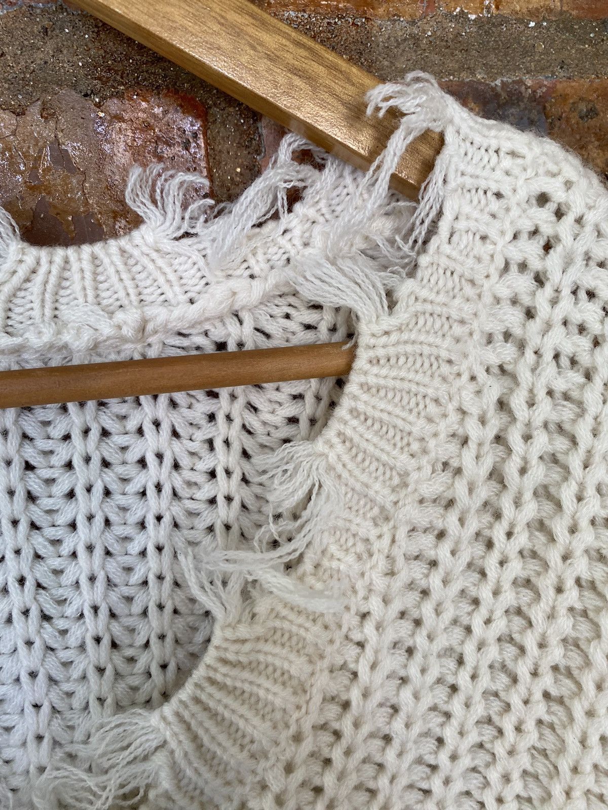 General Research × Japanese Brand × URBAN RESEARCH DOORS Sense Of Place Japan distresses fringe cable knit Size US M / EU 48-50 / 2 - 7 Thumbnail