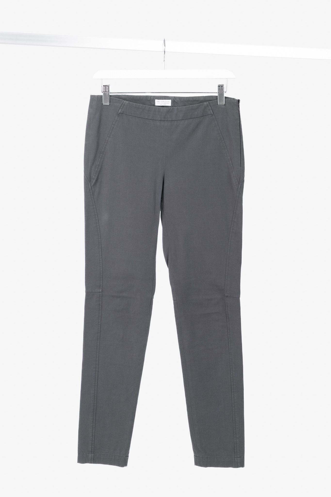 Brunello Cucinelli Brunello Cucinelli AW/14 Grey Cotton-Twill Leggings Size 27" / US 4 / IT 40 - 1 Thumbnail