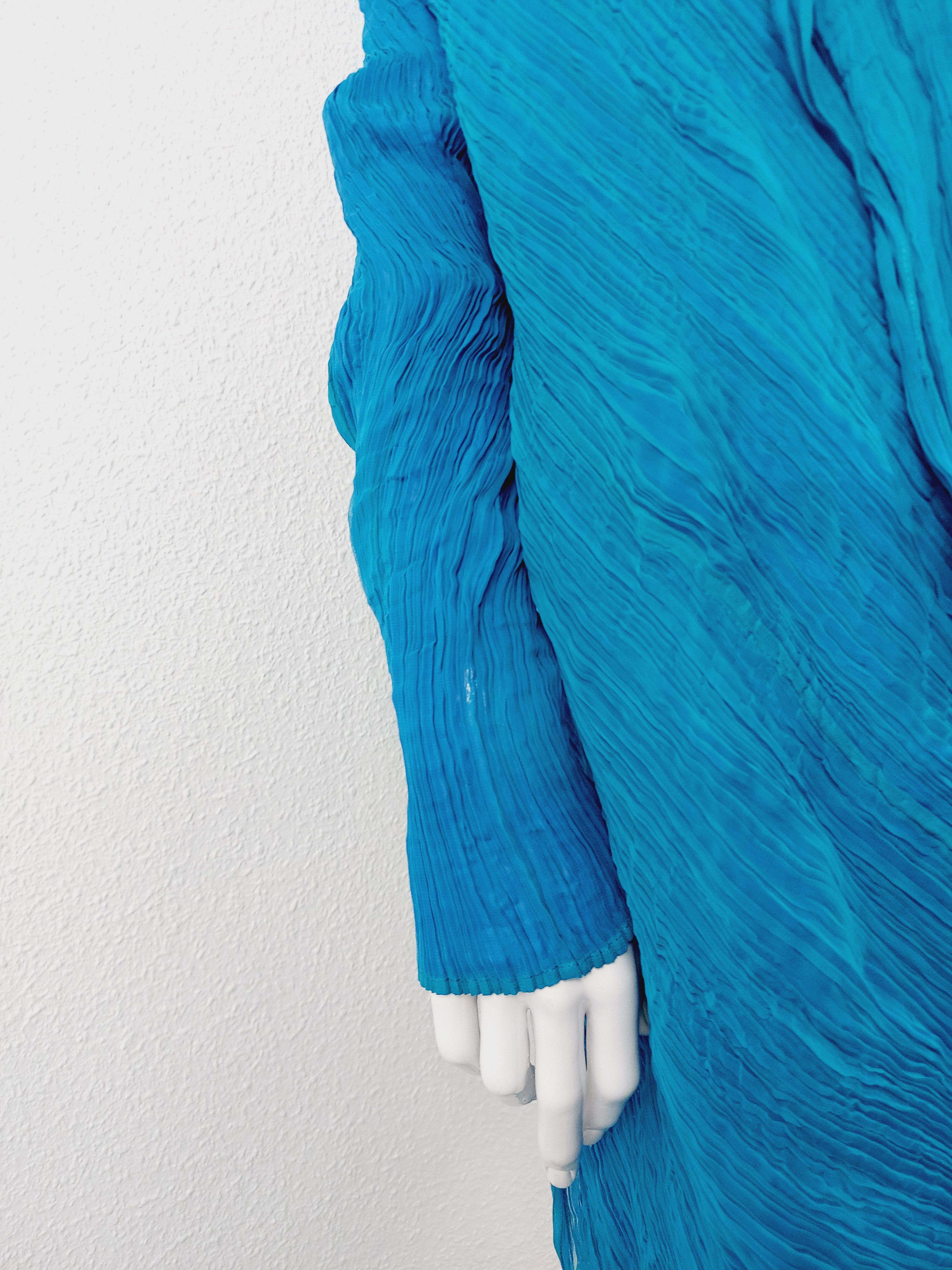Issey Miyake Issey Miyake Féte Fete Bicolor Blue Turquoise Jacket Blazer Size ONE SIZE - 8 Thumbnail
