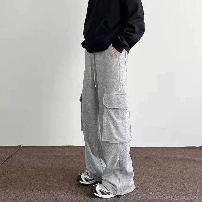 Japanese Brand × Vintage Gray Cargo Wide Leg Baggy Sweatpants Size US 30 / EU 46 - 2 Thumbnail