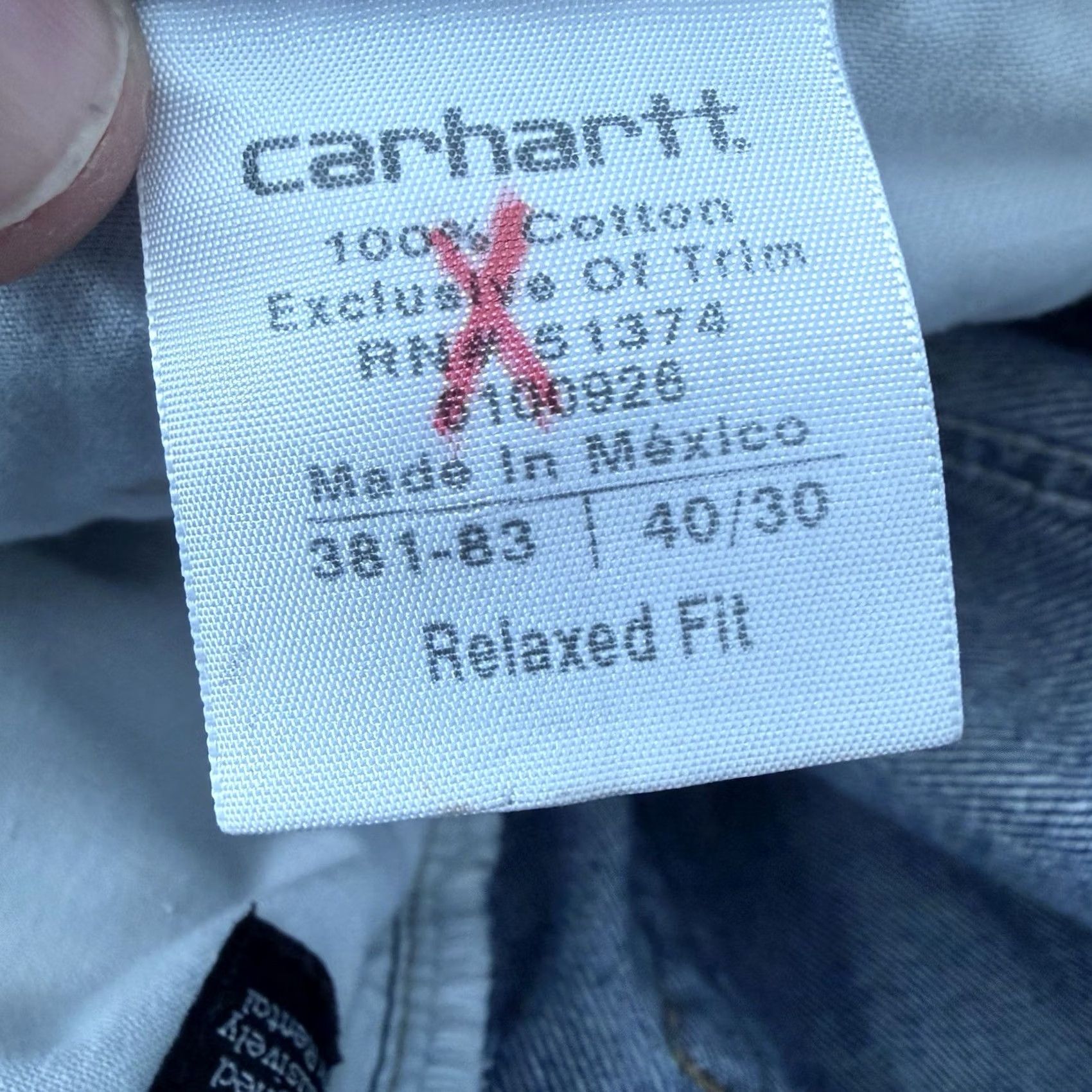 Carhartt Carhartt Jeans Mens 40x30 Relaxed Fit Straight Leg Dark Wash Blue Cotton 381-83 Logo Size US 40 / EU 56 - 2 Thumbnail