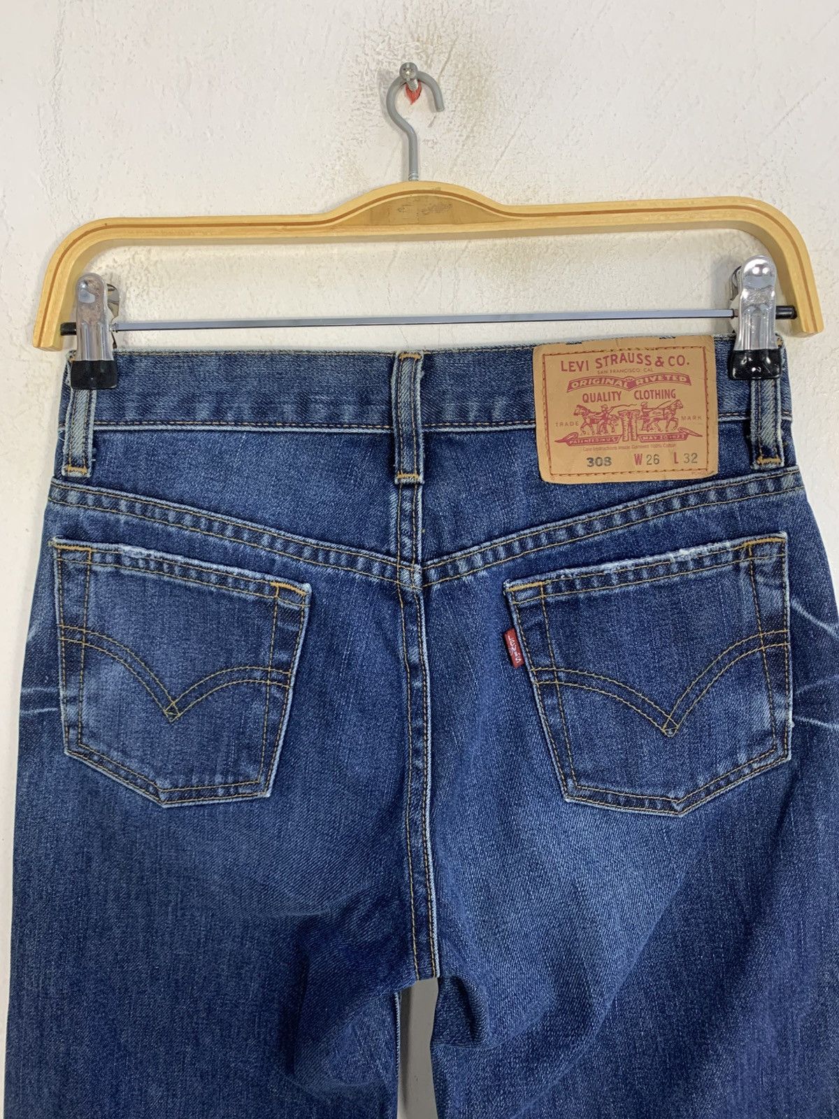 Levi's Levis Strauss Lot 308 Flared Indigo Denim Jeans Straight Cut Size 26" / US 2 / IT 38 - 5 Thumbnail